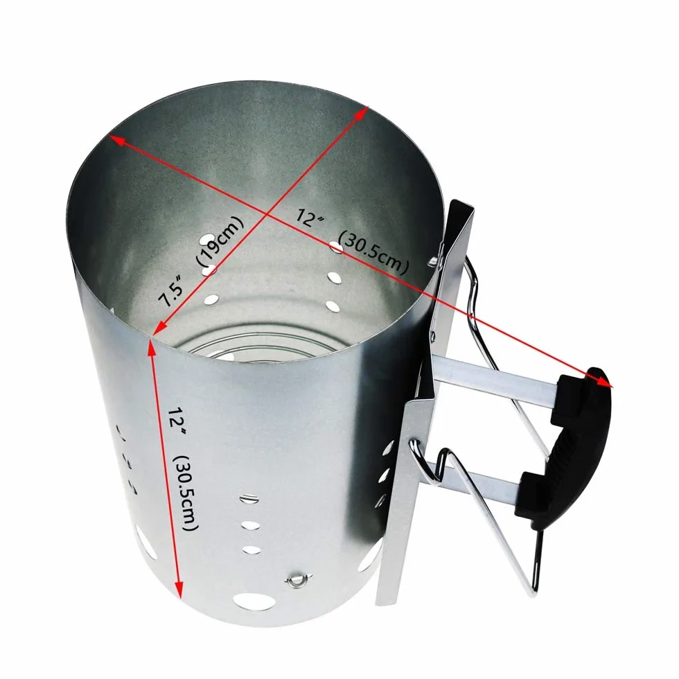 Denmay Démarreur de cheminée au Charbon de Bois 30 cm H 19 cm DIA poignée de sécurité pour Weber 7416