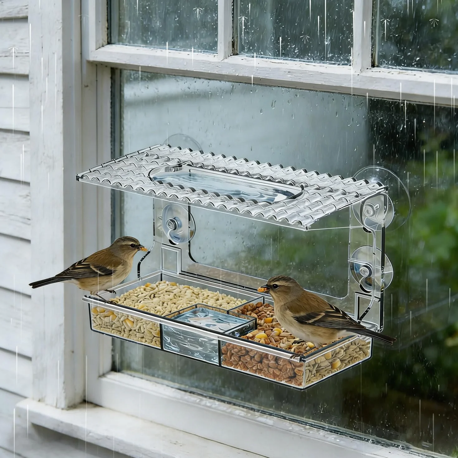 Mangeoire fenêtre Transparente Vue Claire pour Petits Oiseaux Sauvages, Ventouses puissantes