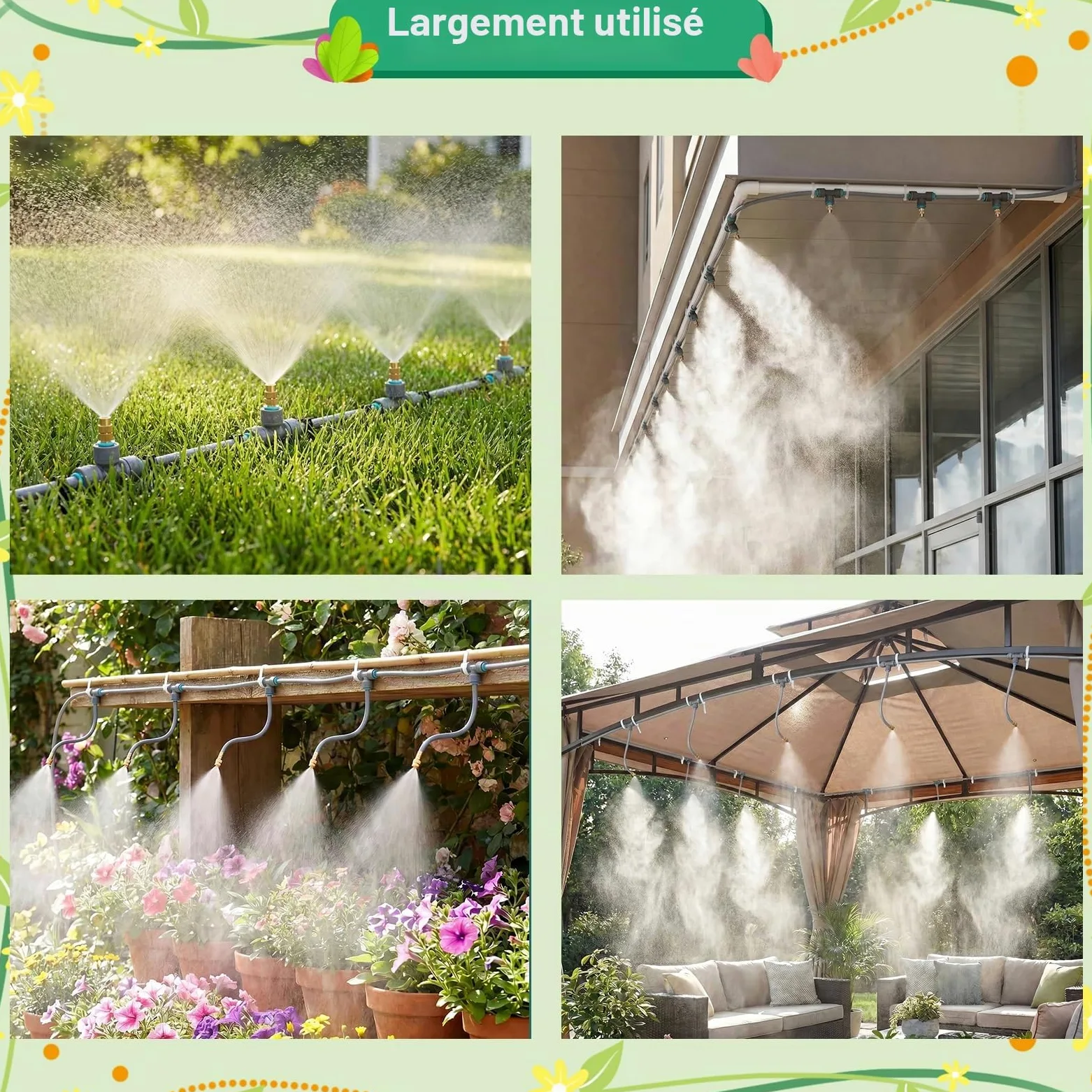 Système d'Irrigation Jardin 20M Tuyau avec Programmateur Arrosage Automatique, Retard de Pluie Minuterie d'arrosage, 8 programmes Grand Écran LCD, Kit Arrosage Micro Irrigation Goutte à Goutte