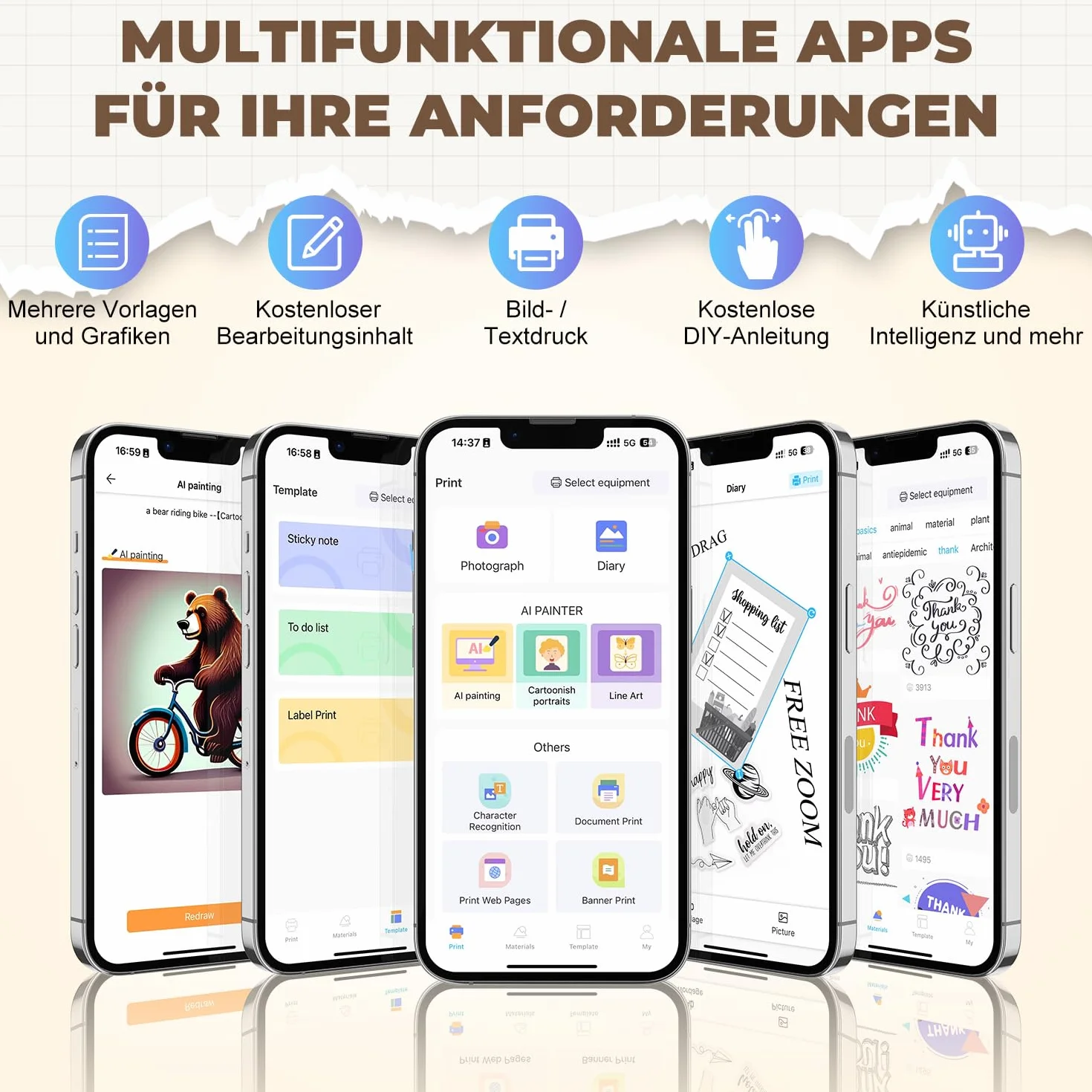 Mini imprimante photo portable Bluetooth avec 10 rouleaux de papier thermique, compatible iOS Android (blanc)