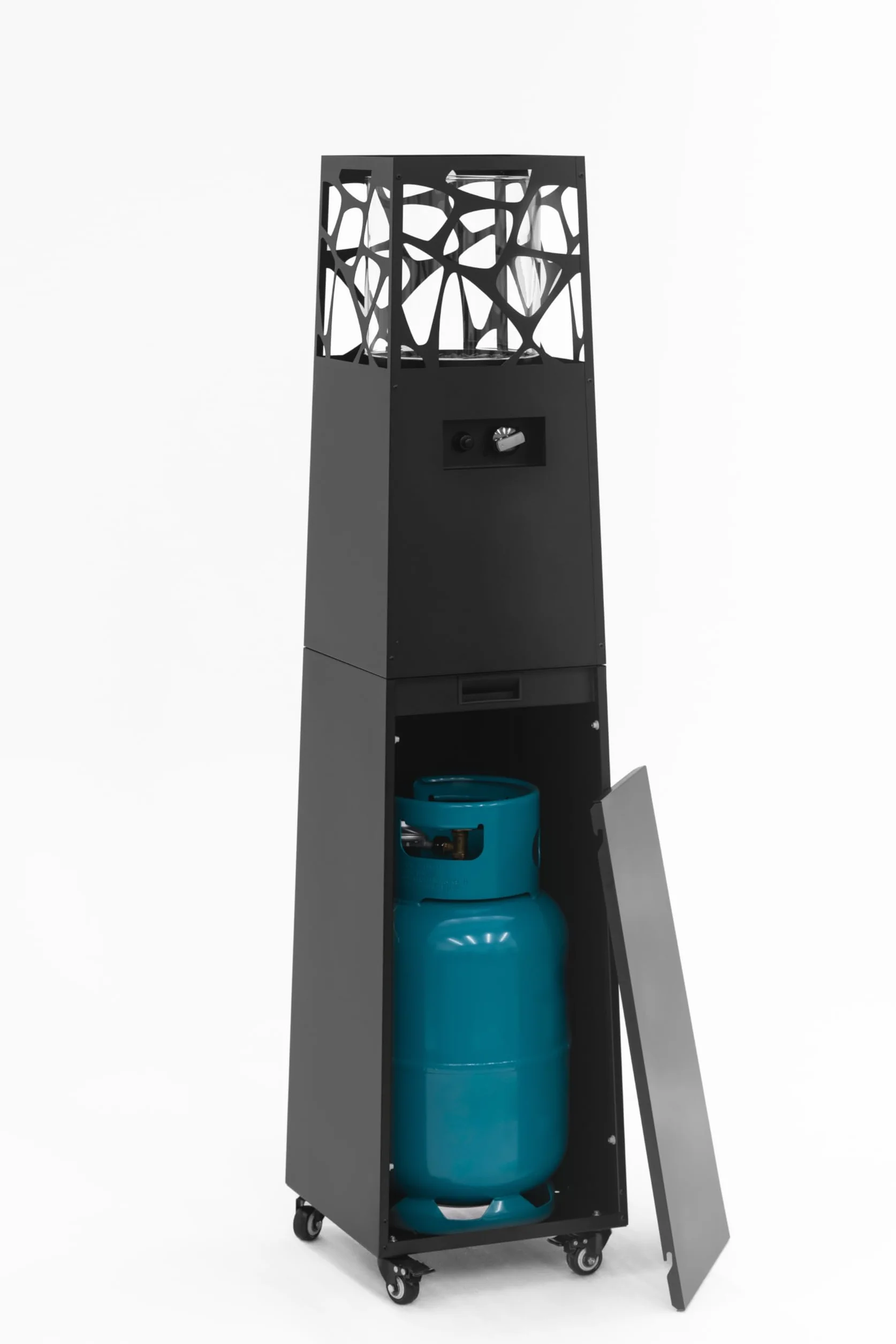 Planika Pyramid Chauffe-terrasse au Gaz Moderne Cheminée Extérieur Jardin Noir