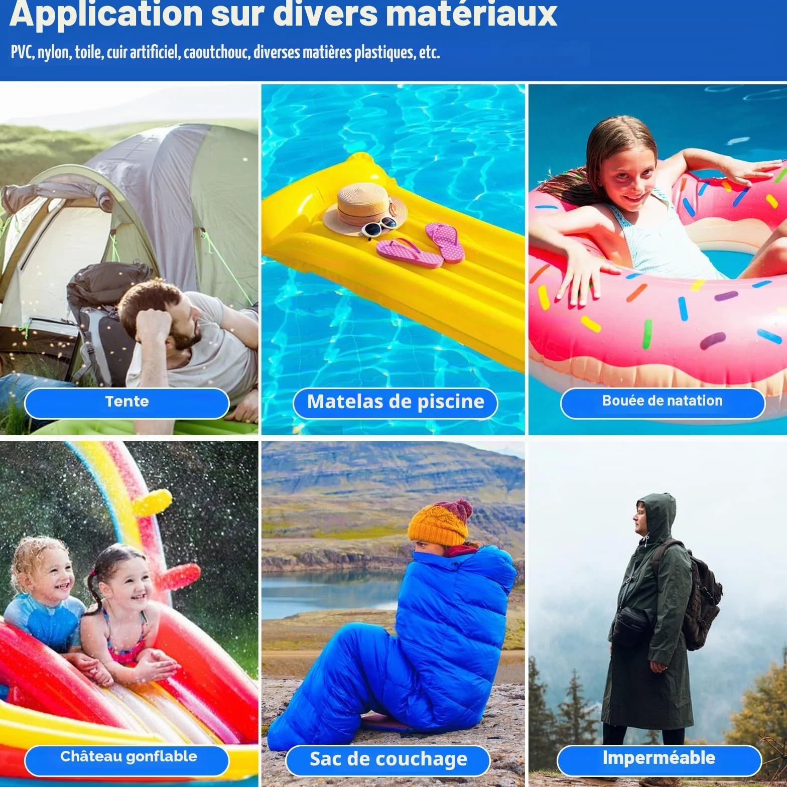 Nepfaivy Kit Réparation Piscine - Rustine PVC 10 x 150 cm, Ruban Adhésif pour Piscine Gonflable Spa