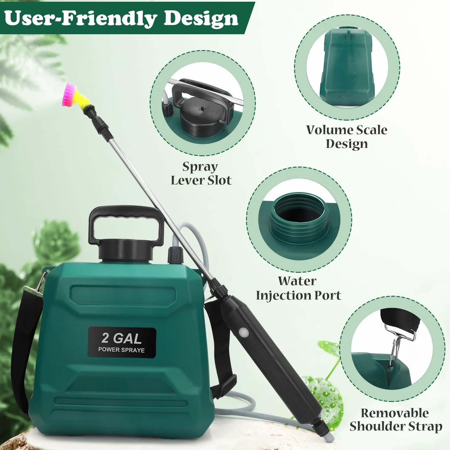 Pulvérisateur électrique 8L de Jardin, avec 3 Buses à Brume | Batterie 2000 mAh Rechargeable par USB, Lance Télescopique et Sangle Réglable,pour Toiture, Pelouse, Cour et Jardin