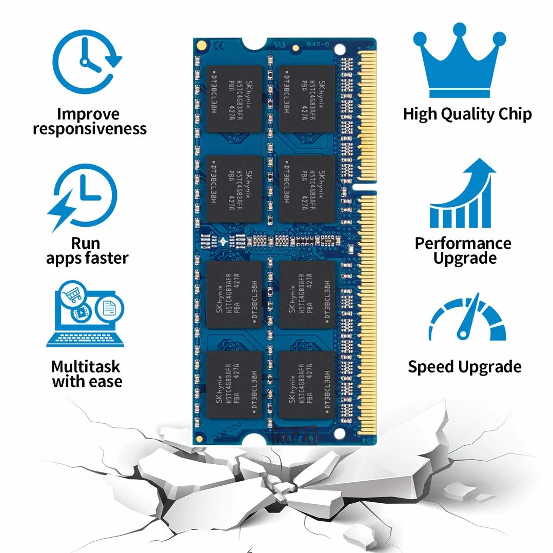DDR3L 1600MHz 8GB SODIMM PC3L 12800S 204-Pin CL11 1.35V Mémoire RAM pour Ordinateur Portable