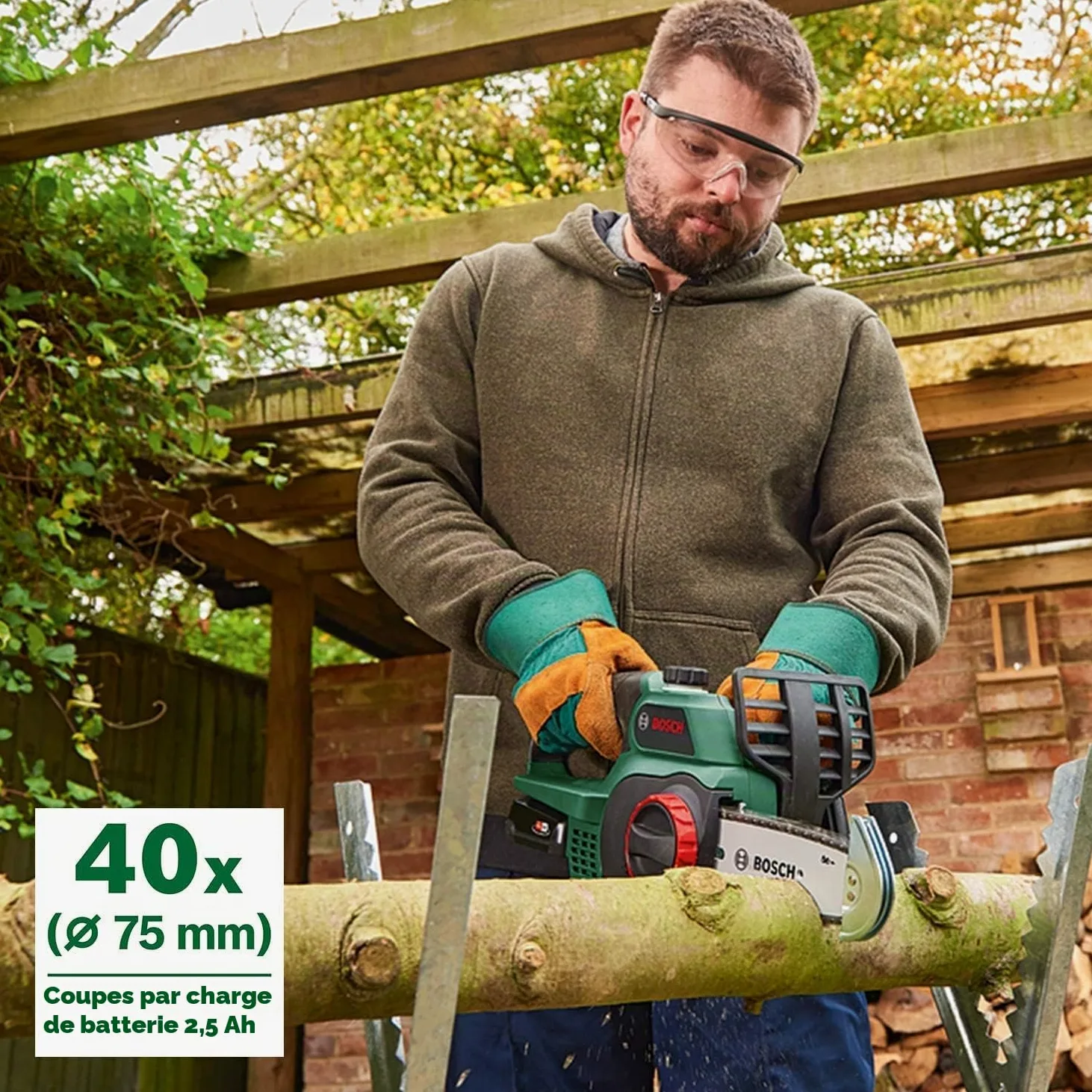 Bosch Tronçonneuse sans Fil - Universal Chain 18 (Livrée avec 1 Batterie 18v - 2,5ah, Huile 80 Ml, Système 18v, Longueur de Guide: 20cm) Vert & Bosch Home and Garden F016800489 Chaîne