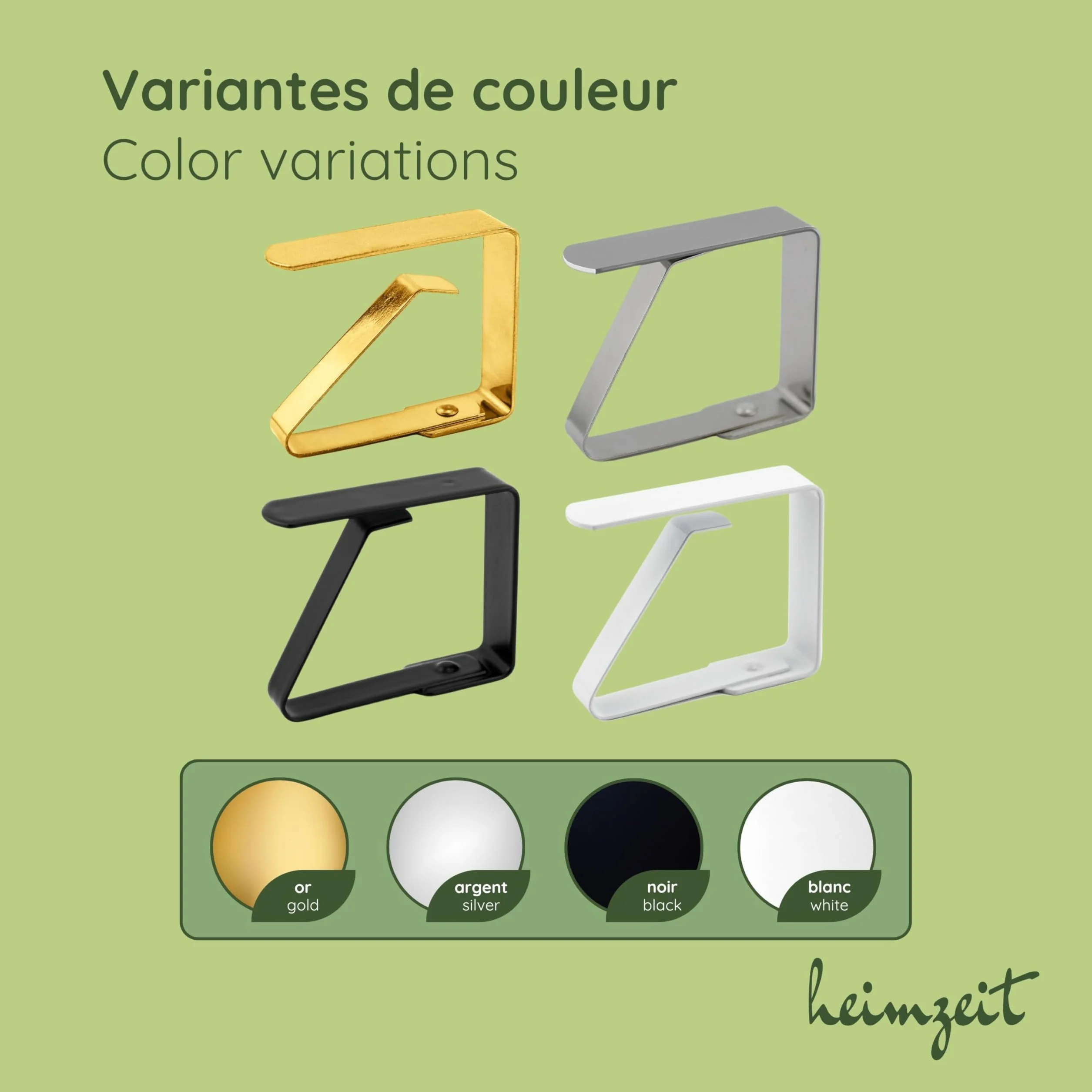 Pinces à Nappe en Acier Inoxydable 6 Pièces 6,5 cm Or pour Tables 3-5 cm