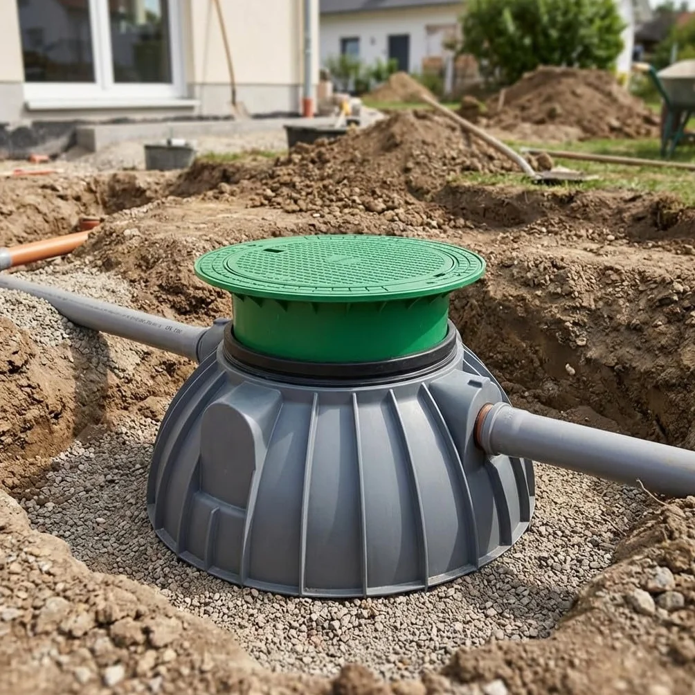 Fosse septique enterrée 600 litres 112 cm 98,5 cm couvercle télescopique