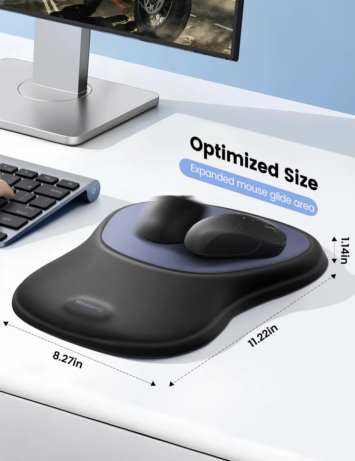 Meatanty Tapis de souris ergonomique avec coussinet en gel et repose-poignet antidérapant