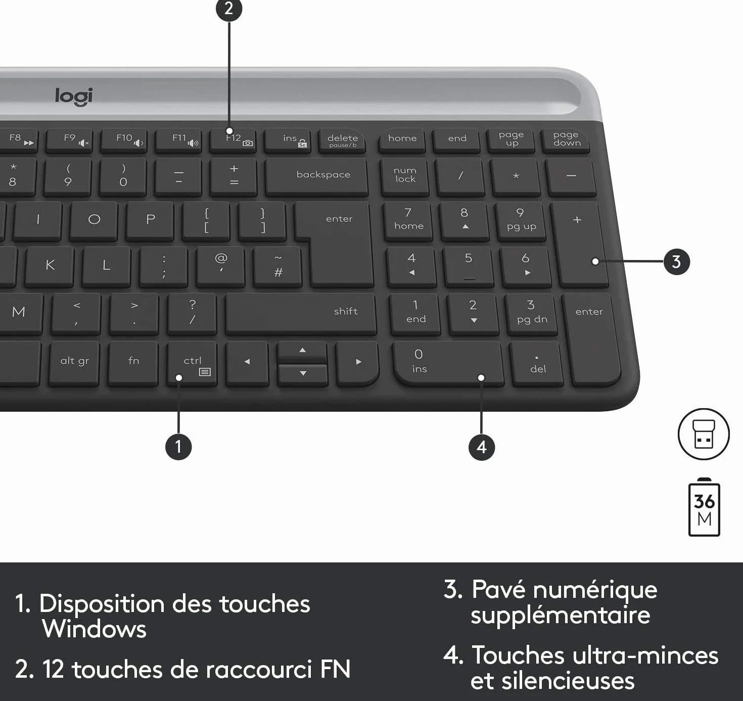 Logitech MK470 Combo Clavier et Souris sans Fil AZERTY Français Noir