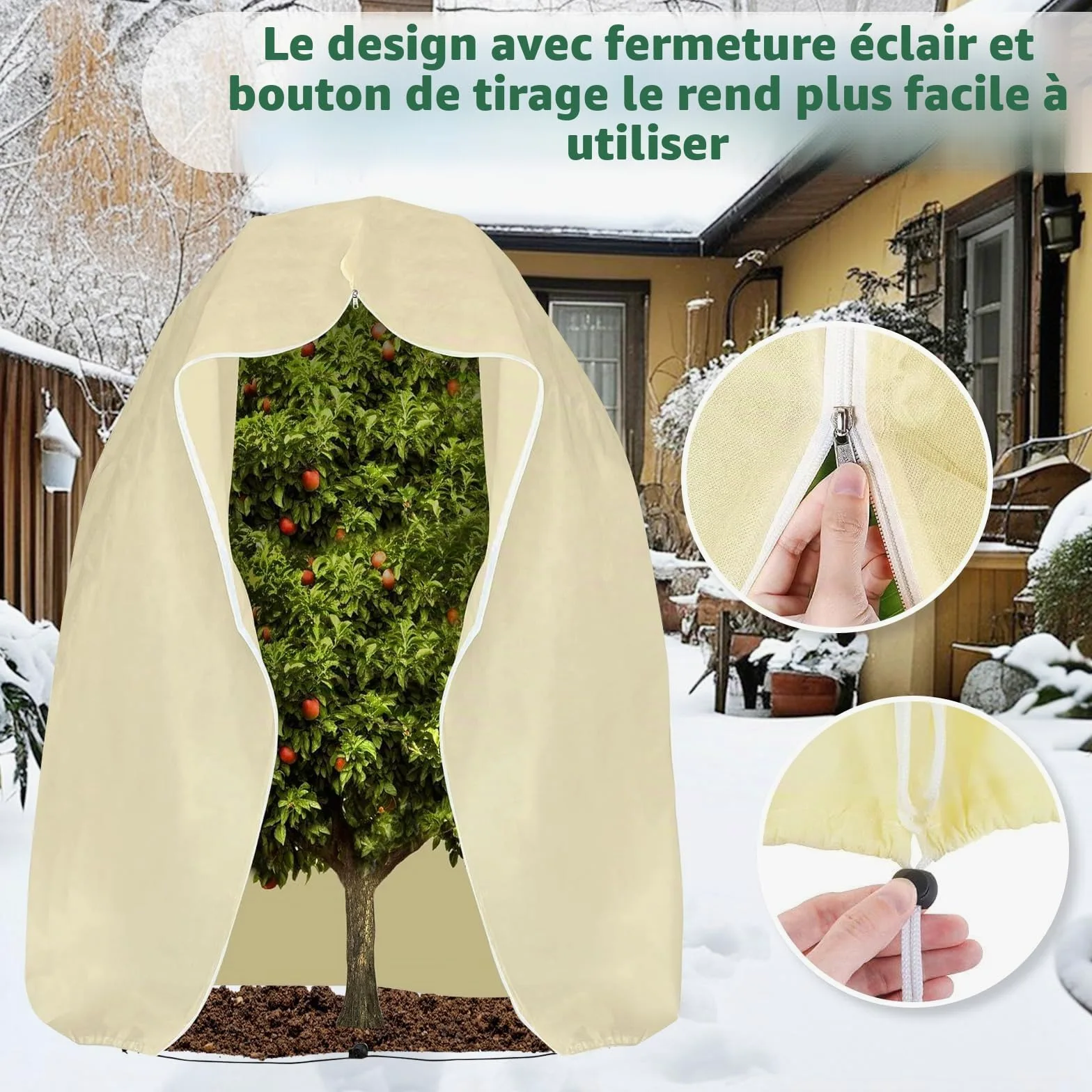 Voile Hivernage Plante Exterieur, 250 x 360CM Housse Hivernage Plante | avec Cordon de Serrage et Zipper, Housse de Protection pour Plantes Voile d’Hivernage Housse d'hivernage Plante Réutilisable