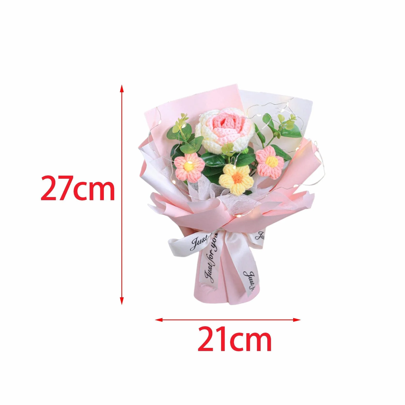 Bouquet de Fleurs Crochet Rose Tissé à la Main Polyvalent Ornement Tricoté Fête des Mères
