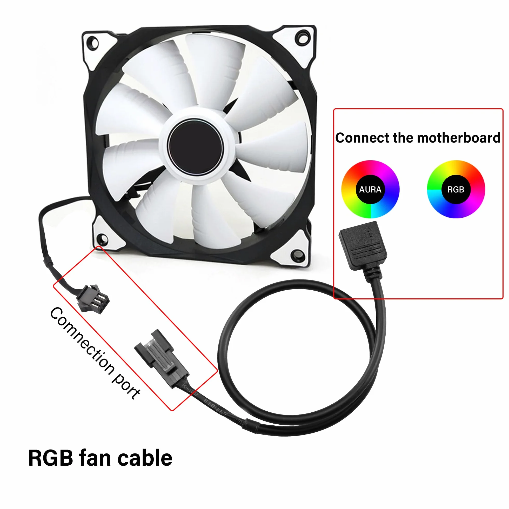 Câble d'Extension RGB 3 Broches Vers SM Adaptateur Mâle ARGB 5V Pour Ventilateur Bande LED PC 0.98ft