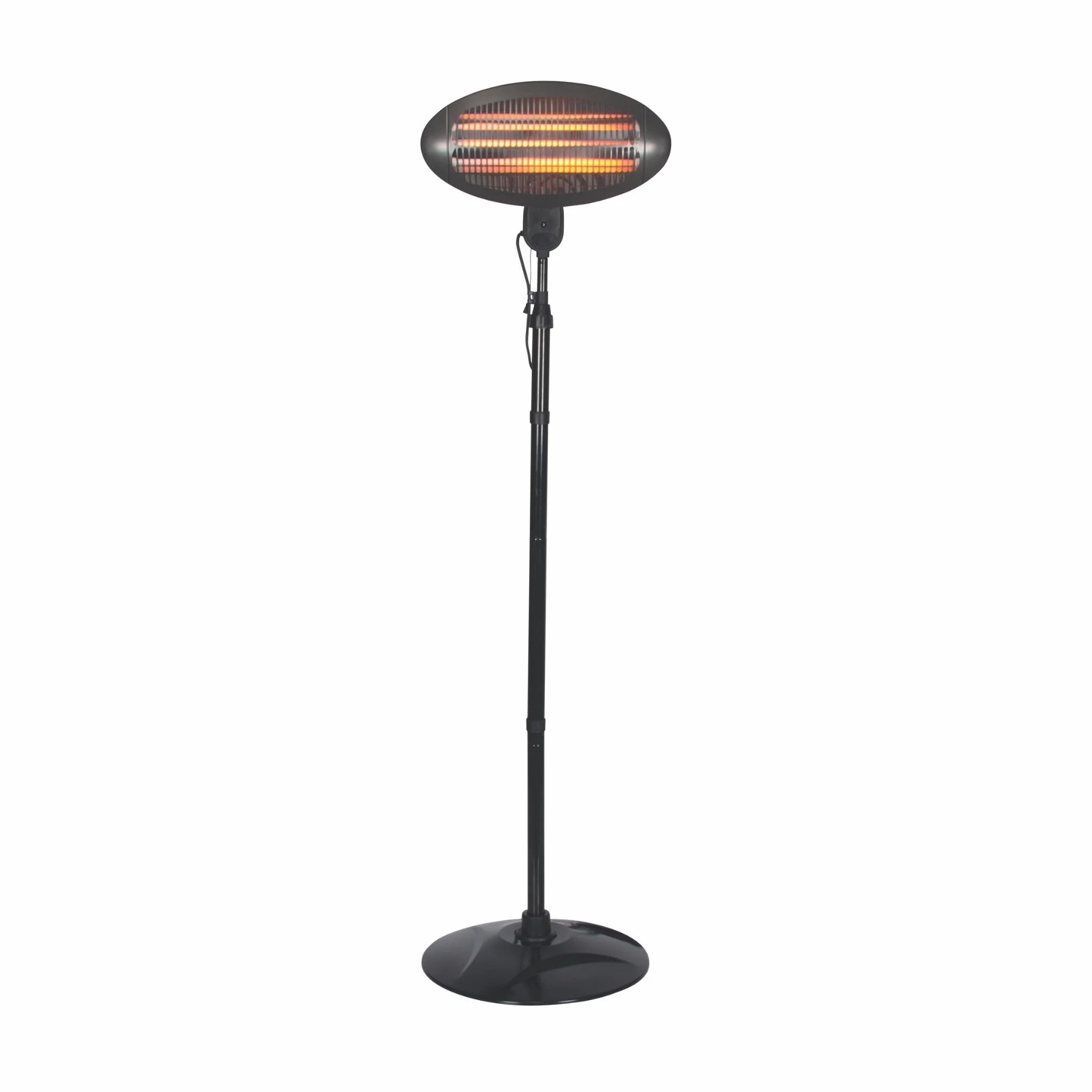 Perel Chauffage de terrasse sur pied 2000 W Quartz Protection anti-basculement 3 niveaux Résistant aux projections d'eau Métal Noir