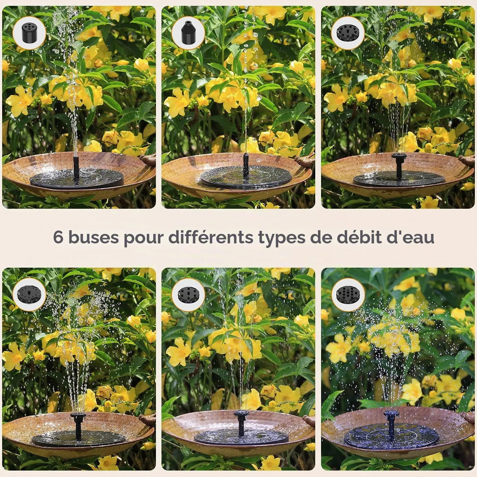 AISITIN Bain d'oiseaux en Polyrésine avec Fontaine Solaire 2,5 W | Léger pour Jardin Terrasse Étang Utilisation Extérieure Décoration de Jardin