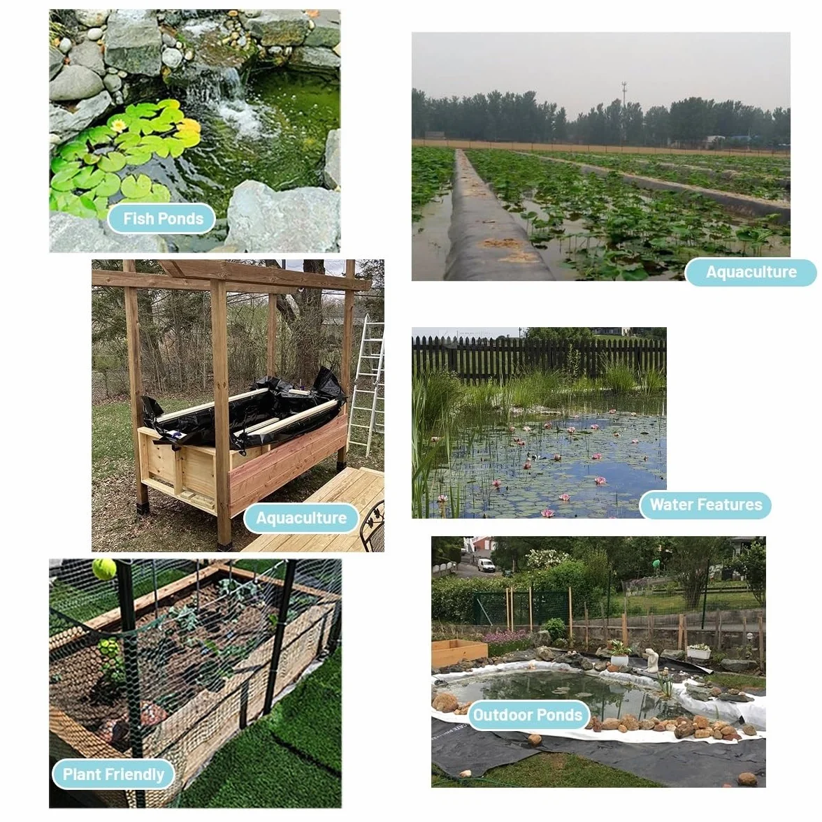 Bache pour Bassin de Jardin 3x2m Robuste Bâche pour Étang, Préformée Doublure de bassin pour Bassin Koi, résistante aux UV et aux intempéries Étang Liner 3x6m 15x5m 11x10m d'épaisseur 0.12mm ( Taille