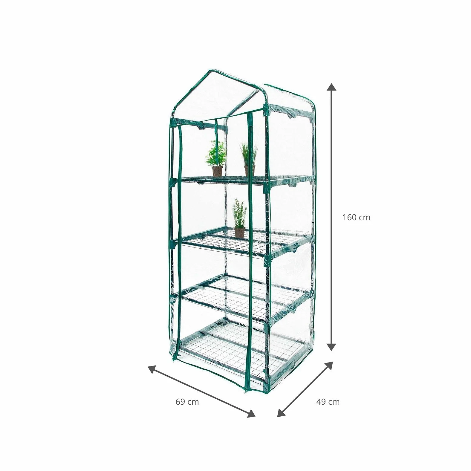 Gardiun Serre en PVC/Acier Leaf II 4 étagères 69 x 49 x 160 cm Vert avec Porte zippée