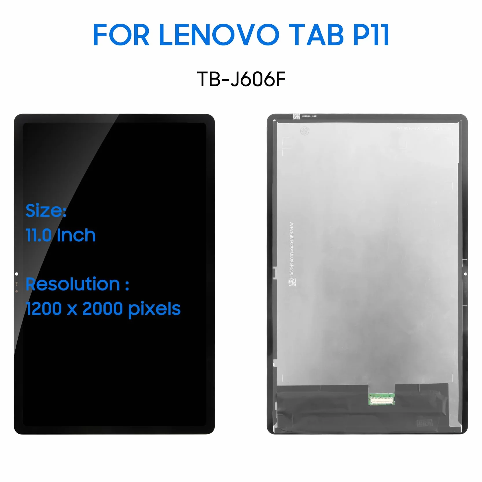 Écran LCD Lenovo Tab P11 TB-J606F 11 pouces Affichage Tactile Noir