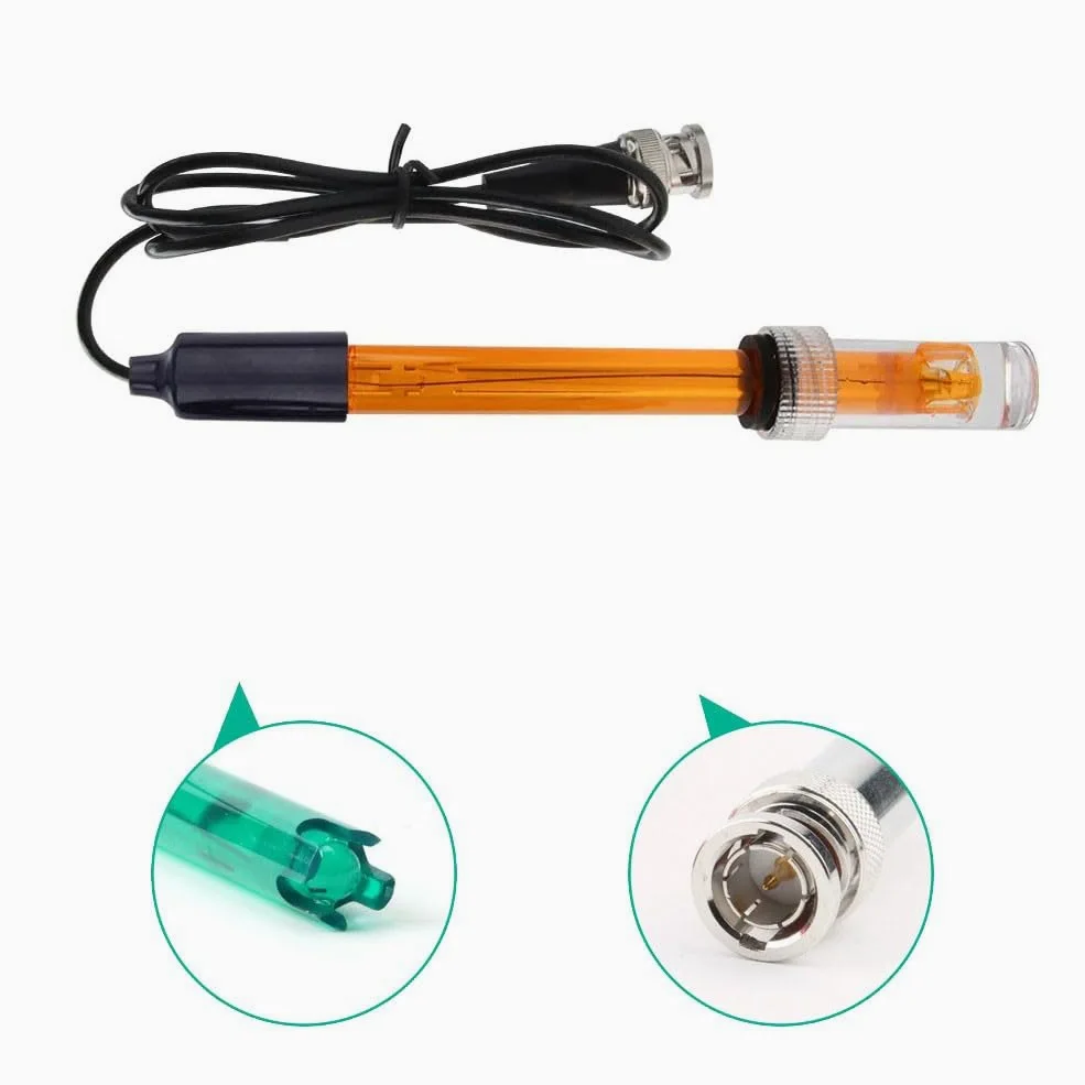 Lecreatekit Sonde de remplacement pH/ORP avec connecteur BNC, plage de 0–14 pH, câble de 300 cm, corps en ABS, pour laboratoire, aquarium et test en hydroponie