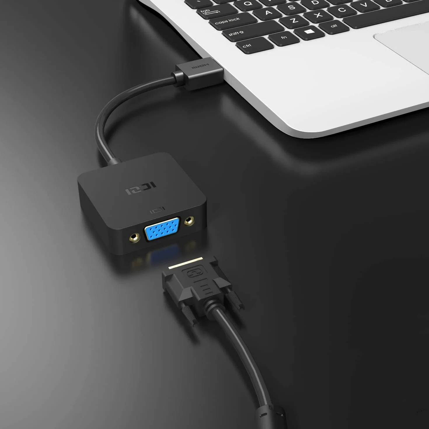 ICZI Adaptateur HDMI vers VGA 1080P Noir Convertisseur HDMI Mâle VGA Femelle