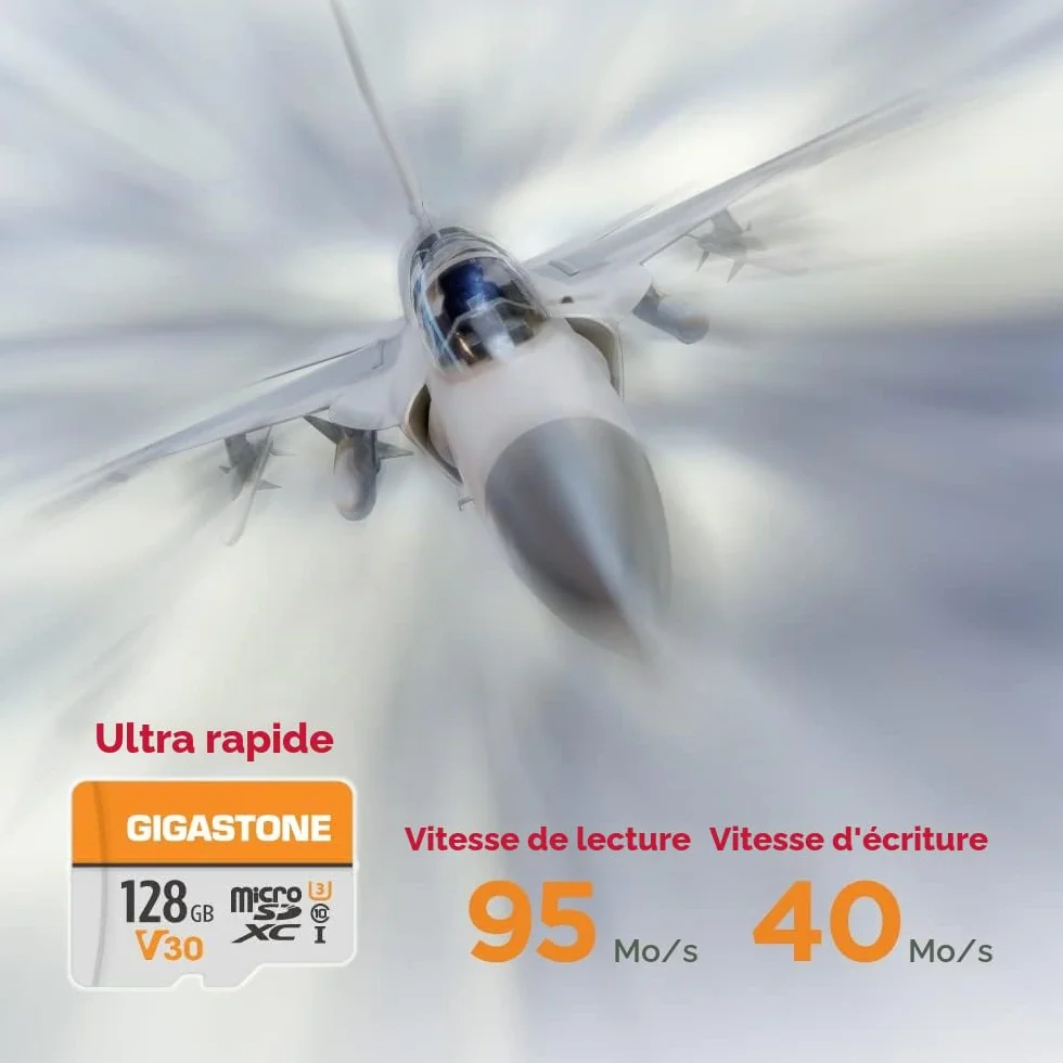 Gigastone Lot de 2 Cartes Mémoire 128 Go Micro SDXC A1 U3 C10 pour 4K UHD Vidéo avec Adaptateur SD