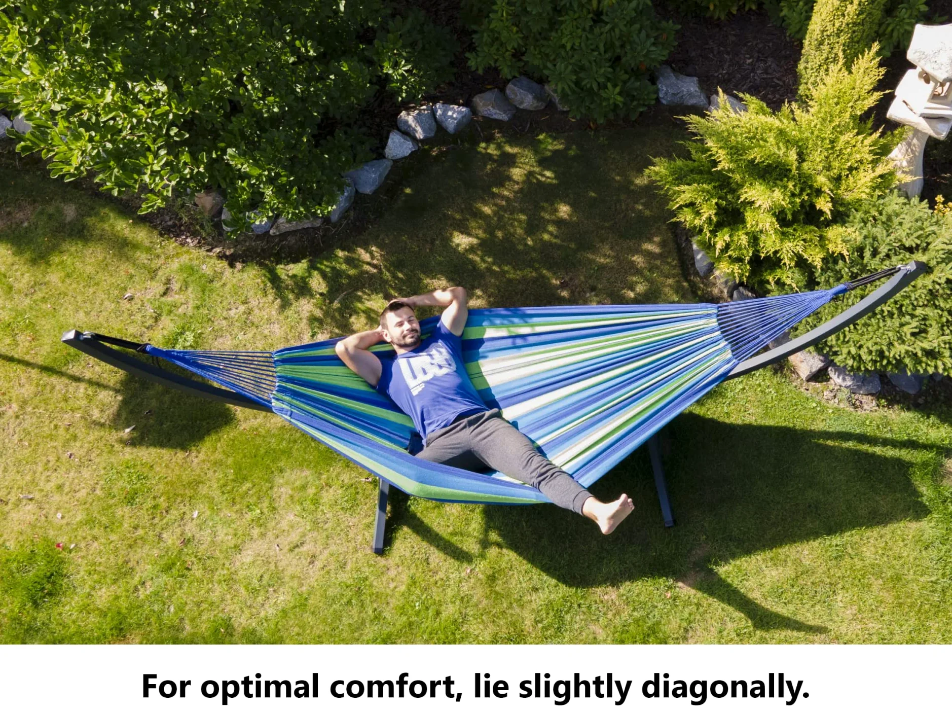 Potenza® Hamac avec Support Métal pour 2 Personnes - Démontable - Charge Max 220 kg - Double XXL - Plus de Stabilité - Graphite/Orange