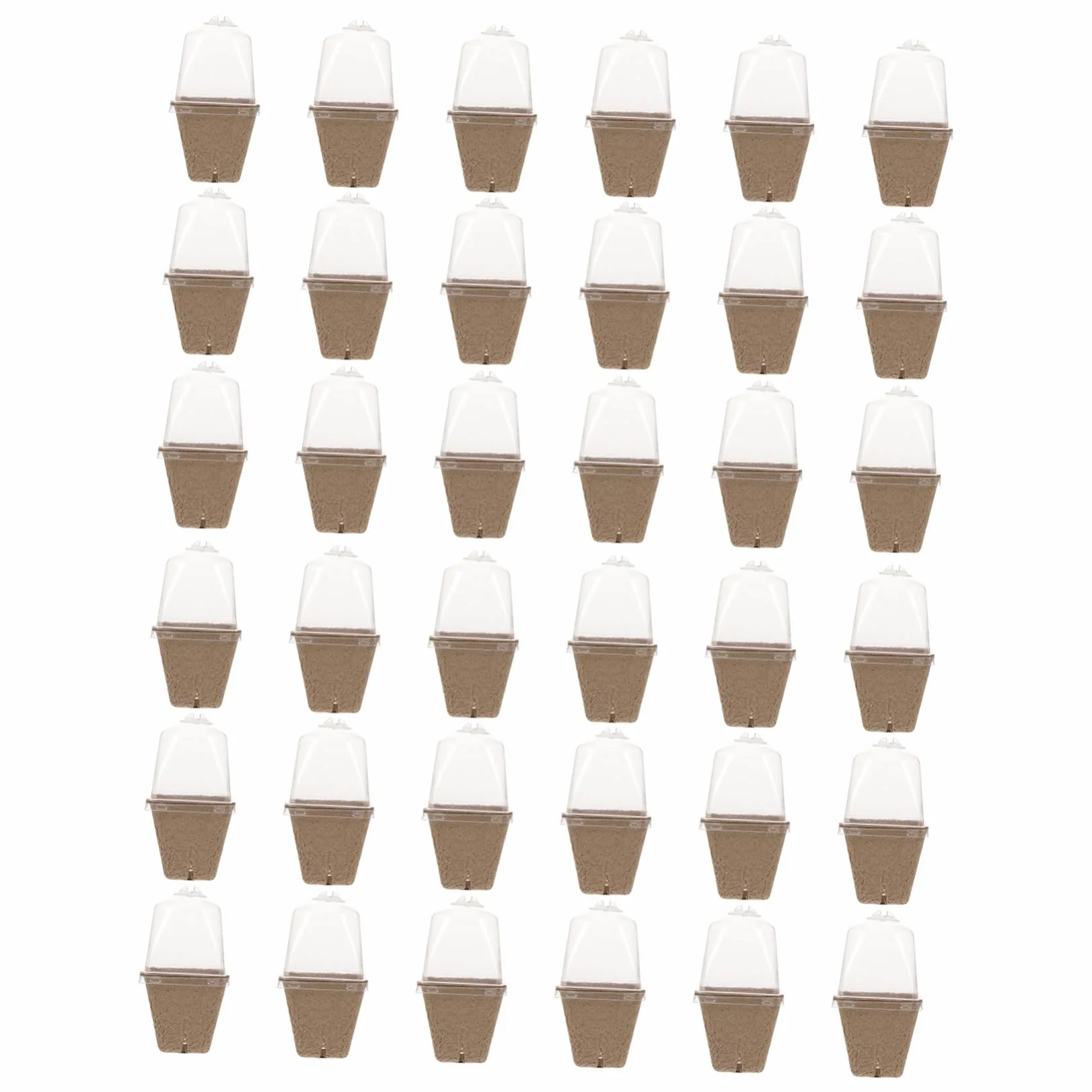 iplusmile Pots de Semis Carrés avec Dôme Ventilé en Pâte de Papier Lot de 36