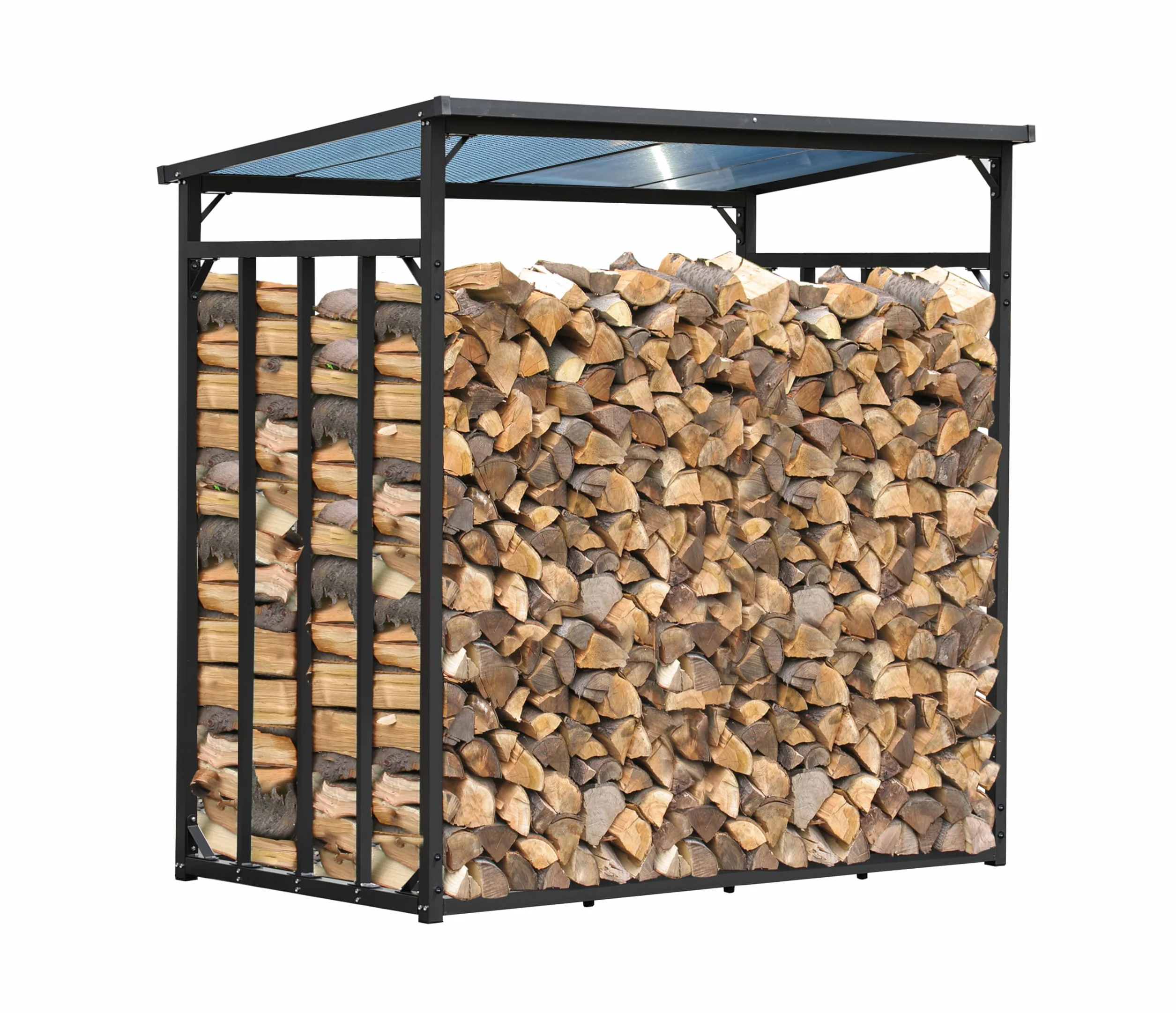 Étagère d'extérieur en métal pour bois de cheminée 185 x 100 x 185 cm Acier 30 mm Anthracite Résistant aux intempéries Capacité 3,5 m³