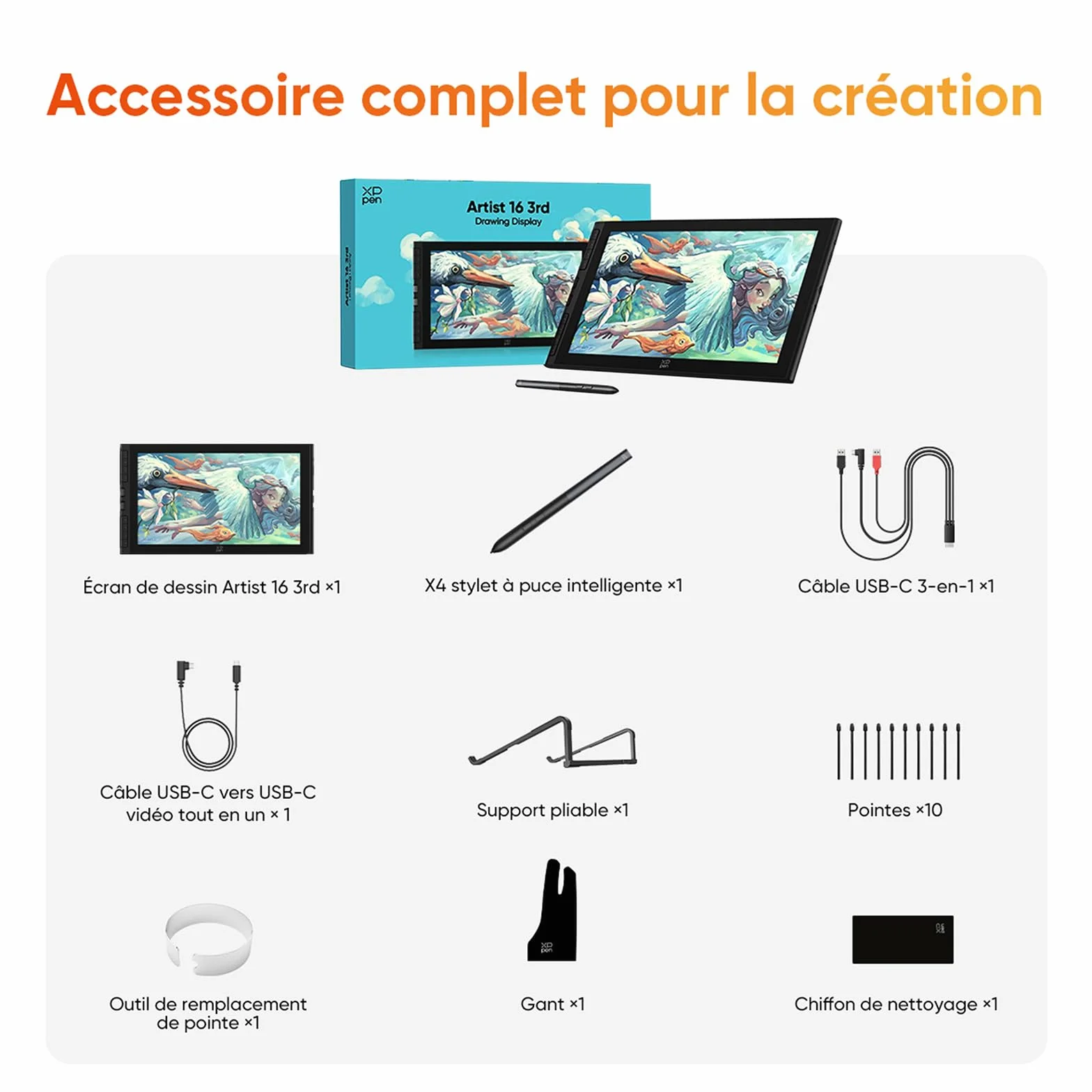 XPPen Artist 16 3rd (Édition 2026) Tablette Graphique Dessin Écran 15,4 Pouces avec Molette X-Dial, 8 Raccourcis, X4 Stylet à 16384 Niveaux
