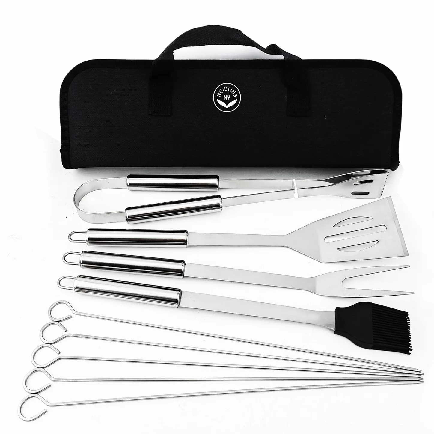 NewlineNY Kit de 9 outils de barbecue en acier inoxydable