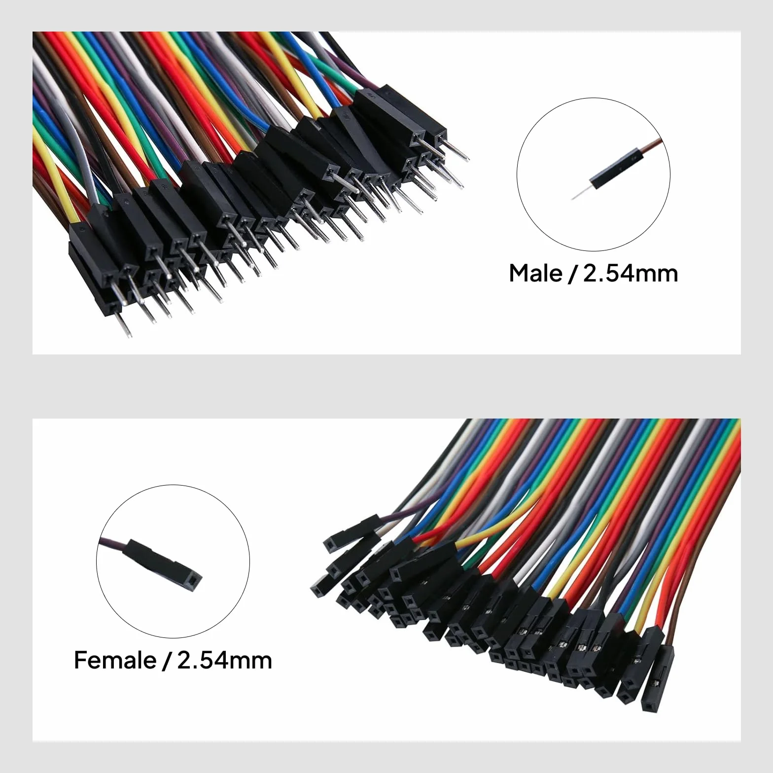 ELEGOO Lot de 120pcs Câbles Dupont 28AWG 20cm 3 en 1 Mâle/Femelle pour Arduino Mega 2560 Nano