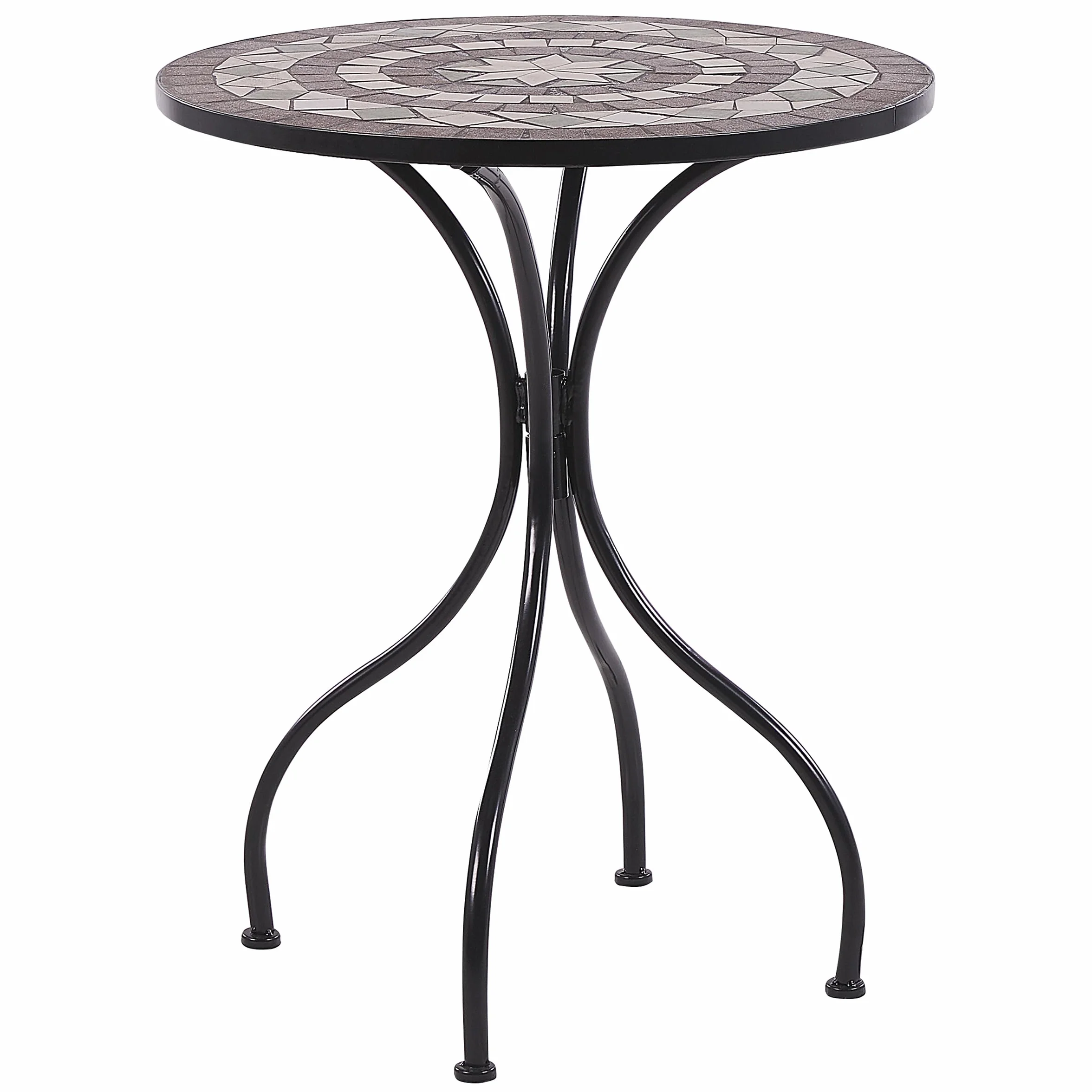 Table d'Extérieur en Métal Noir Style Vintage Mosaïque Cariati