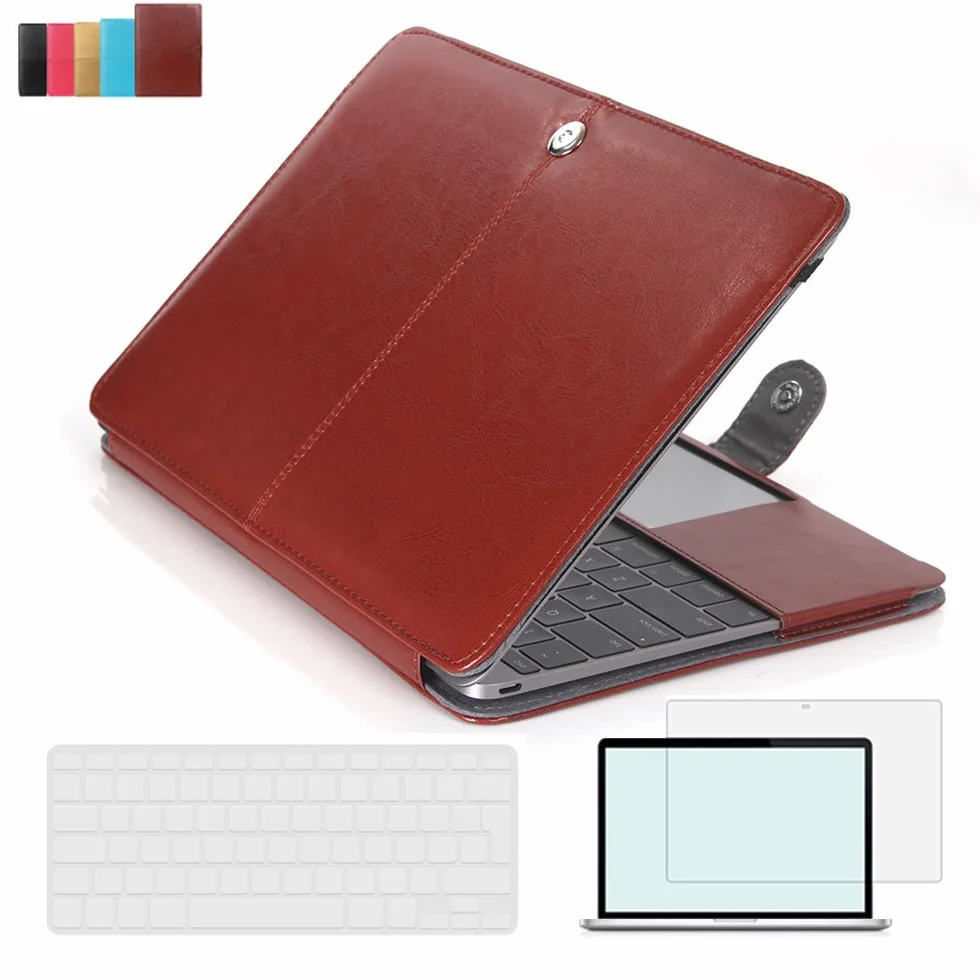 Coque en Cuir pour MacBook Pro 13 Pouces A1278, 3 en 1 Housse de Protection avec Peau de Clavier Claire et Protection d'écran