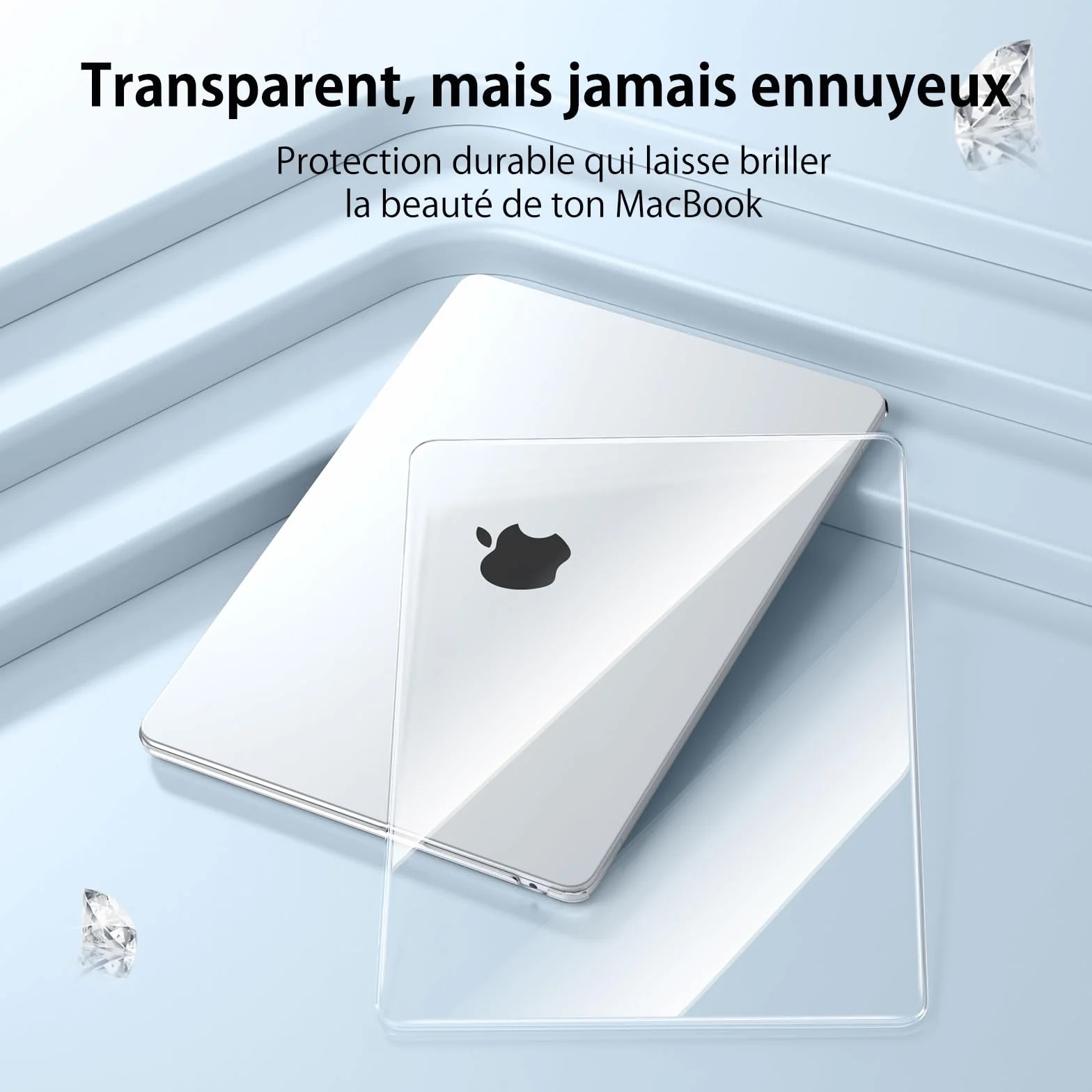 Coque Compatible MacBook Air 13 M1 2021-2018 A2337 A2179 A1932, Plastique Etui Rigide Cristal + Couverture de Clavier TPU