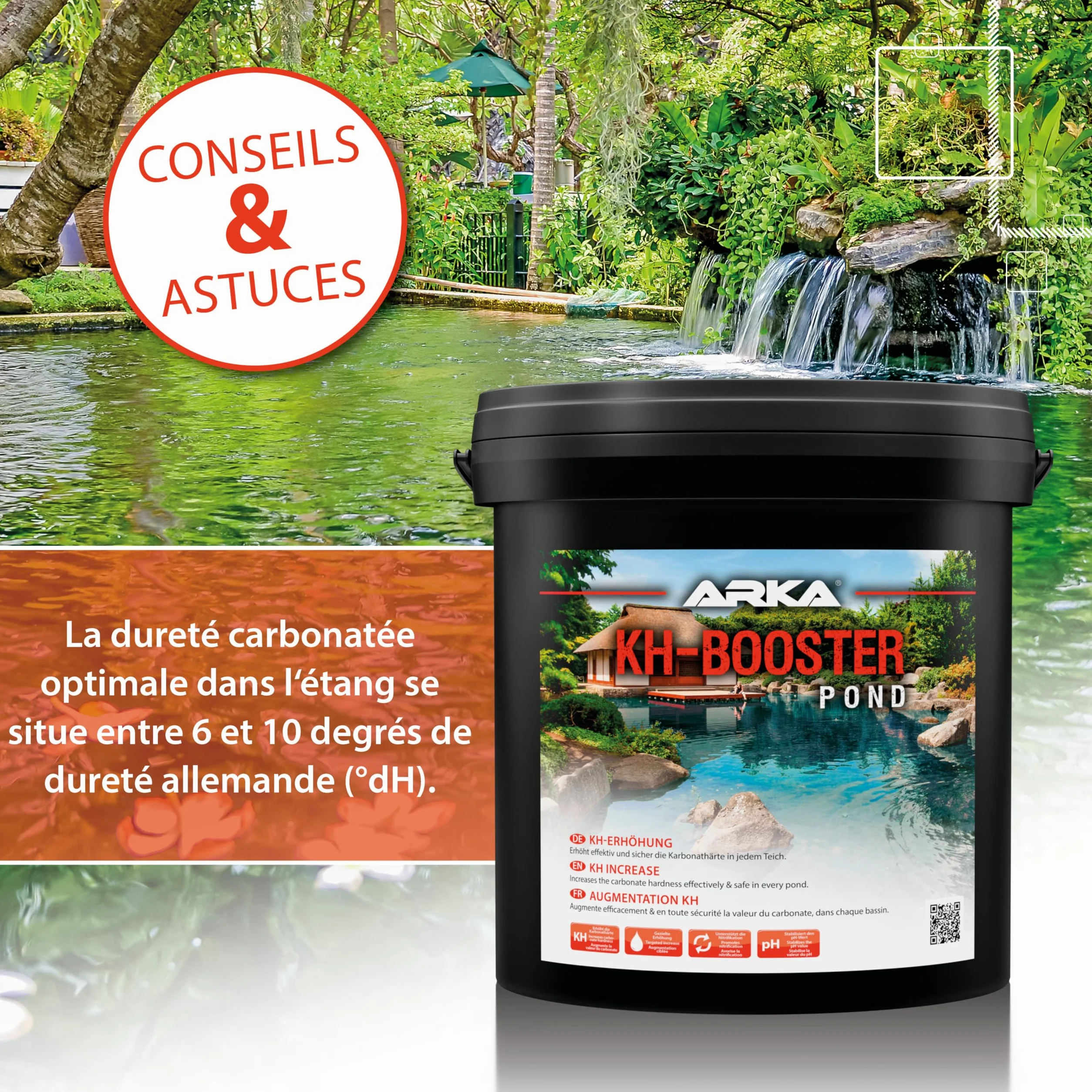 ARKA Pond KH Booster - 20kg - Augmente efficacement la dureté carbonatée des bassins, favorise Un écosystème sain et stabilise Les valeurs de pH.