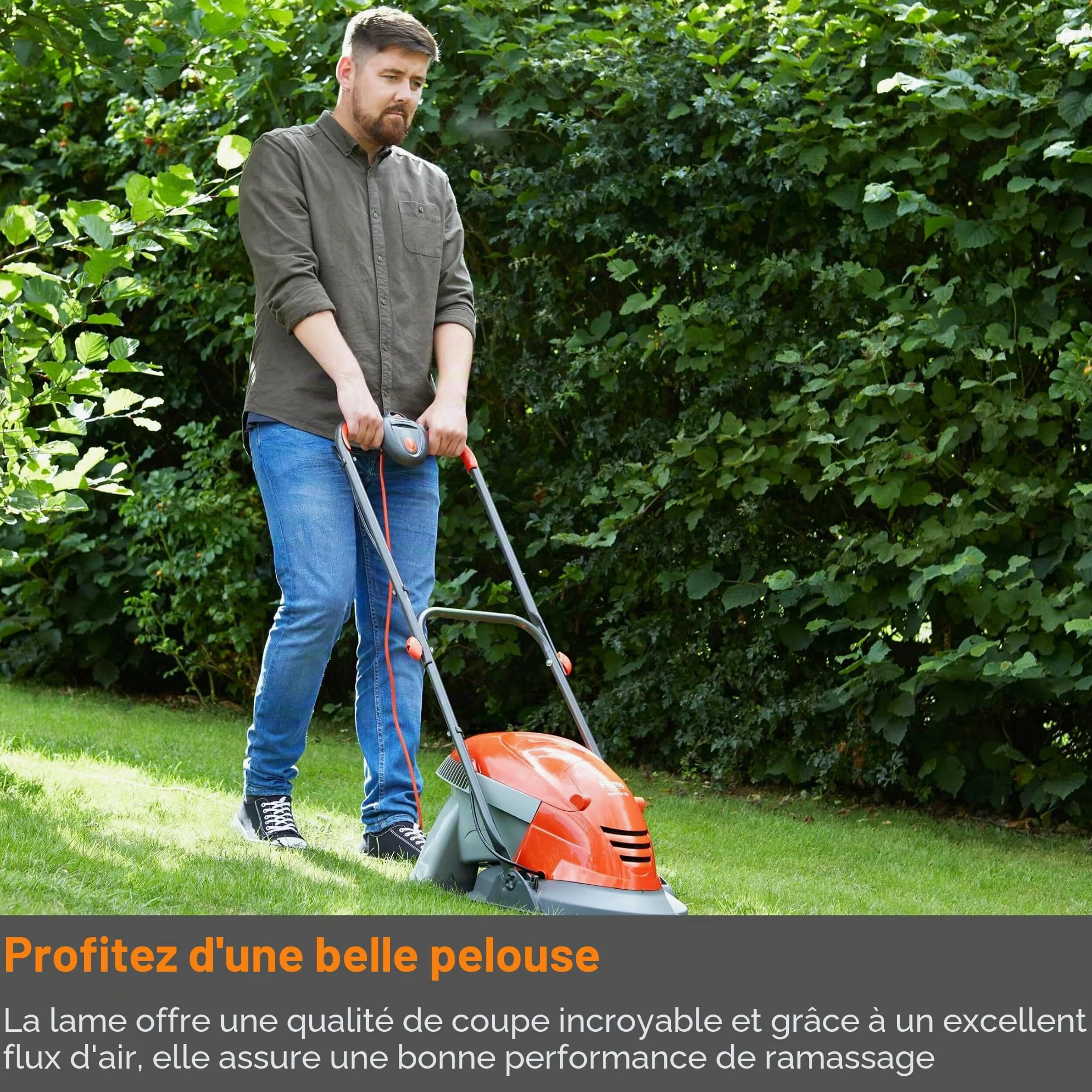 Flymo Hover Vac 270 Tondeuse à Gazon électrique 1400 W Largeur de Coupe 27 cm Bac à Gazon 15 l