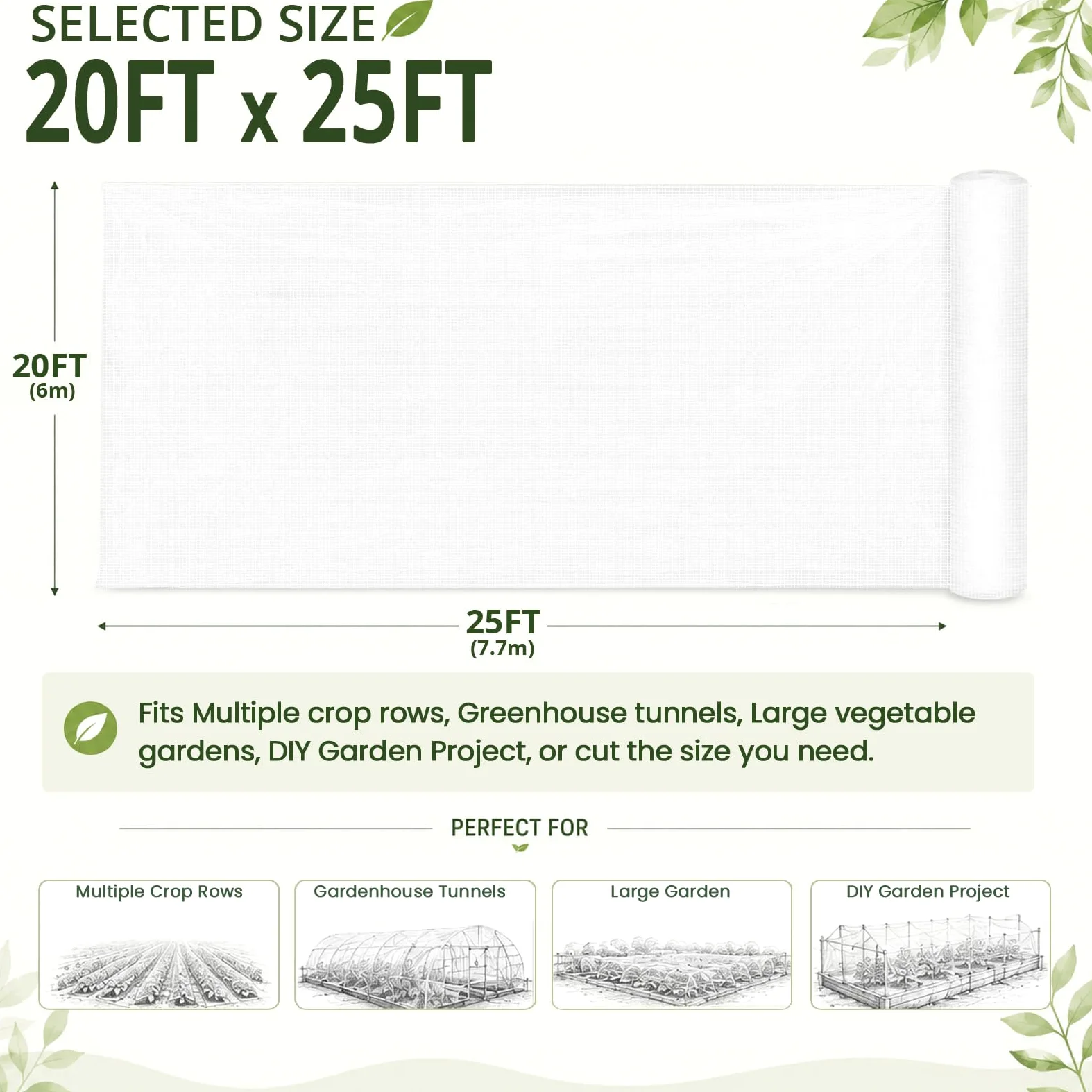 Gardeningwill 6 x 7,6 m Mosquito Bug Insect Filet Anti-Oiseaux Barrière de Chasse Store Filet de Jardin pour protéger Vos Plantes Fruits Fleur