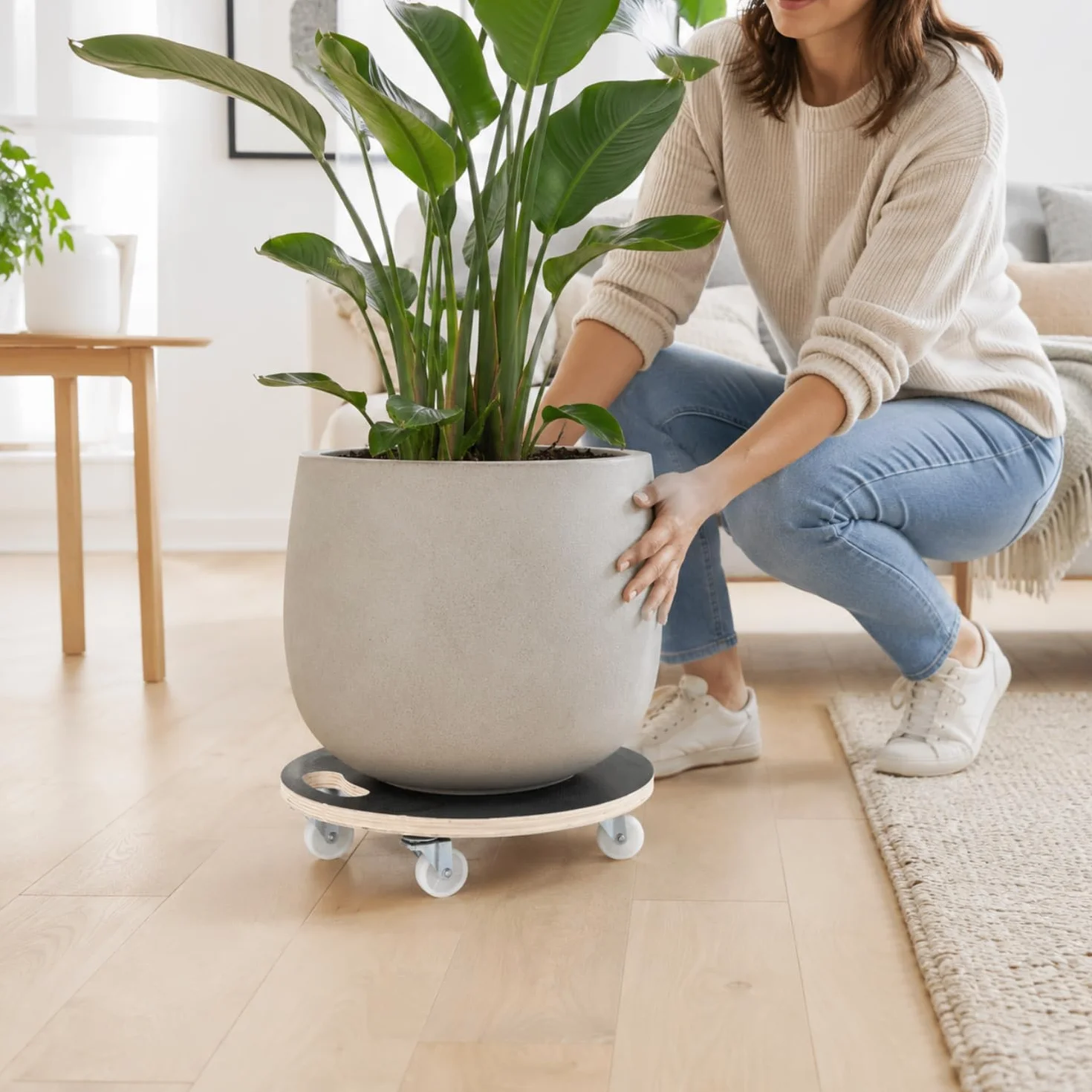 Green>it® Chariot à Plantes en Bois plaqué Ø 30 cm