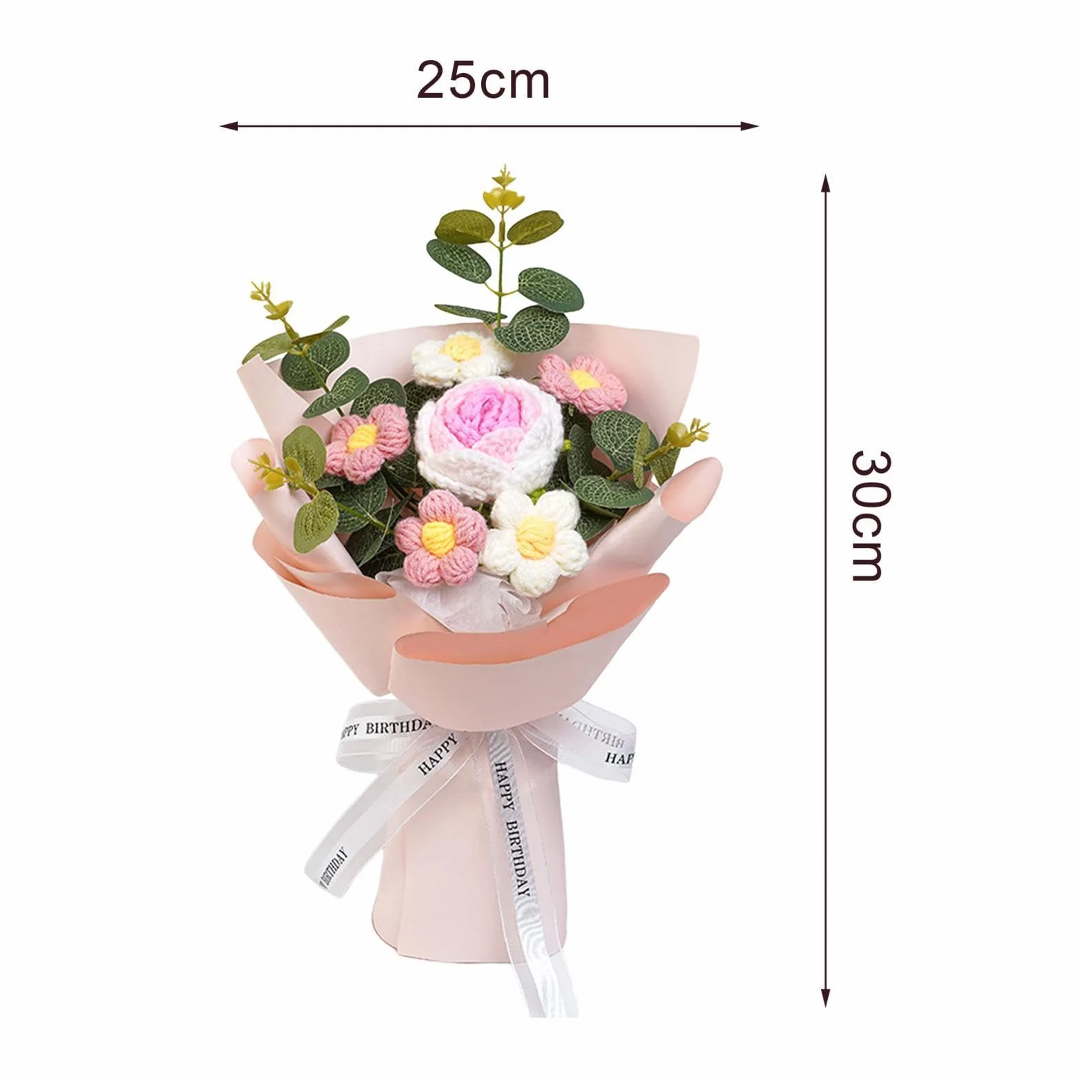 Qianly Rose au Crochet, Fleur Tricotée, Cadeau Saint-Valentin Anniversaire