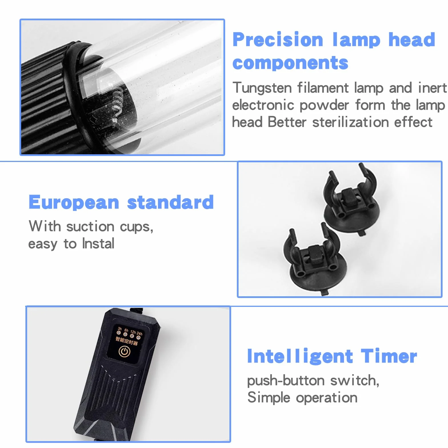 Lampe stérilisateur UV pour aquarium 13 W avec minuterie, étanche