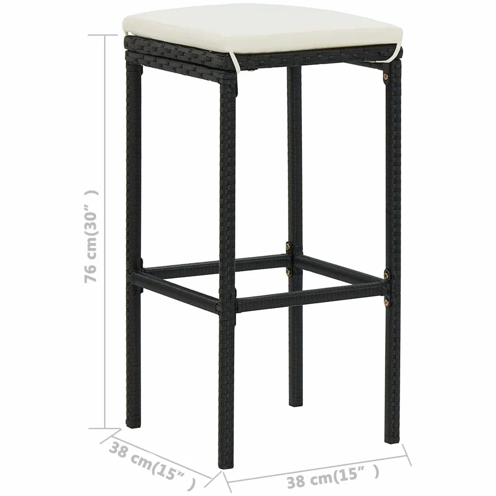 vidaXL Ensemble de Jardin 3 pcs Table et Chaises avec Coussins Noir