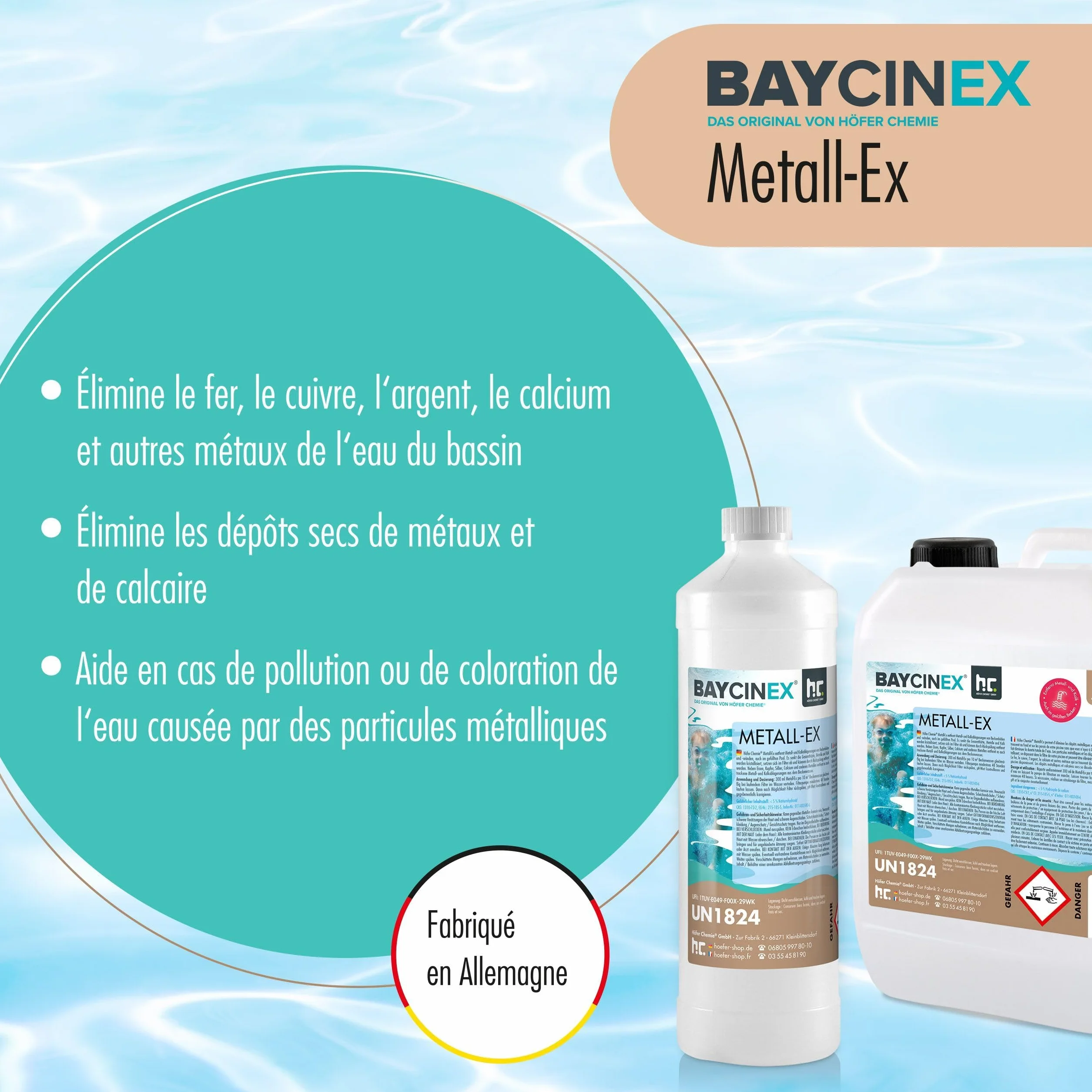 Höfer Chemie BAYCINEX® Séquestrant Métaux Anti-Métaux 1L pour Piscine