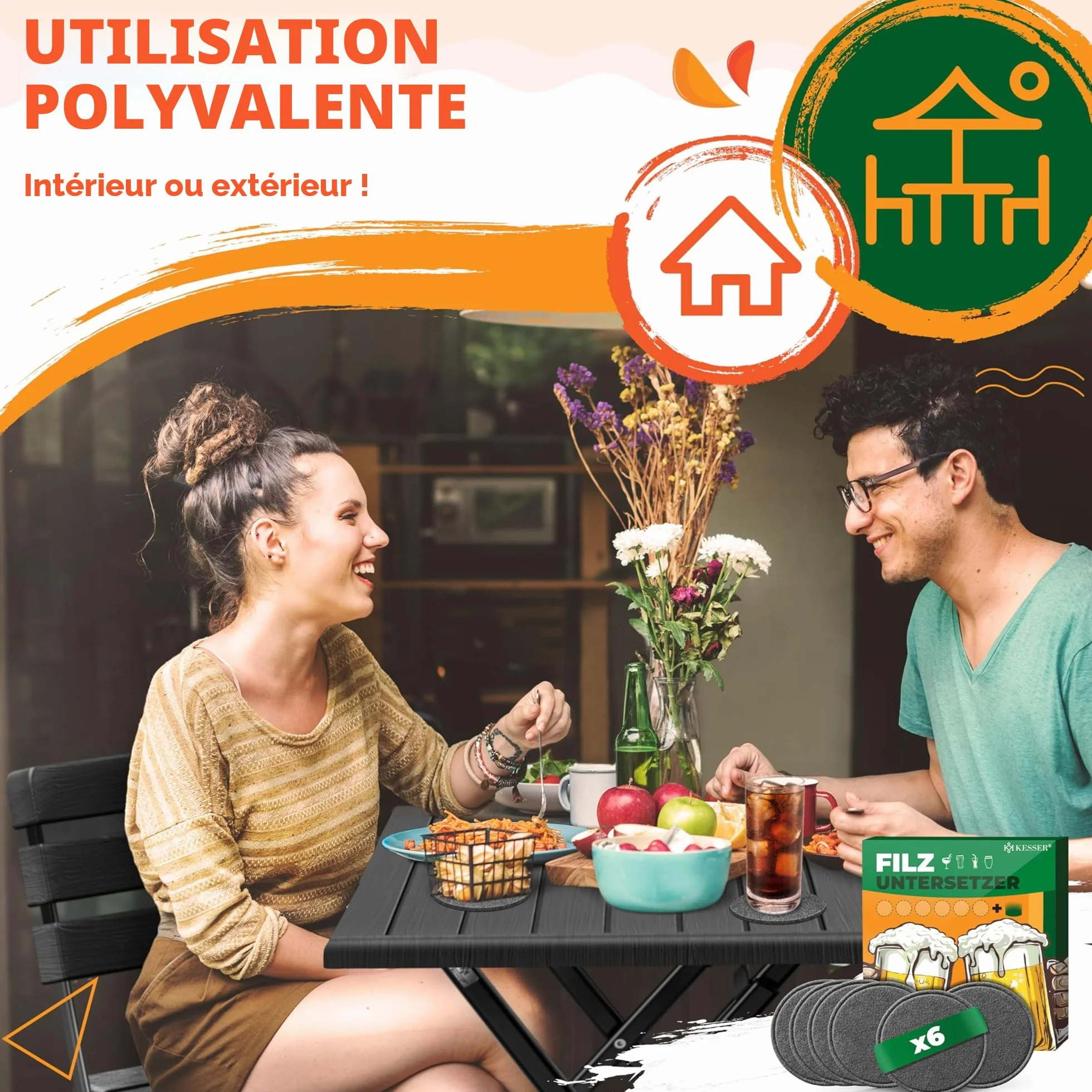 KESSER Ensemble de Bistrot 3 Pièces Pliable Acier Bois Balcon Résistant Intempéries UV