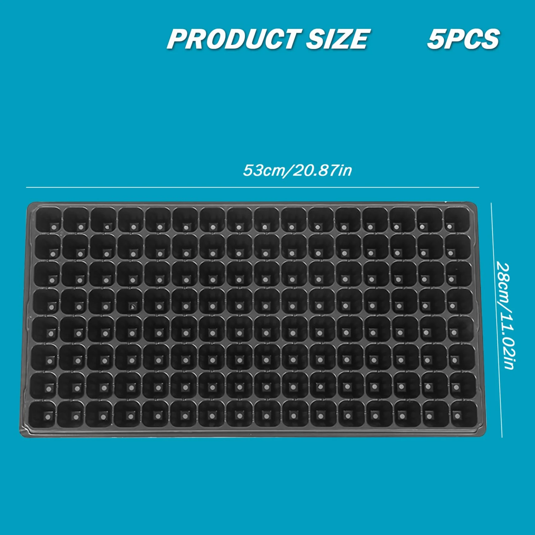 Plateaux de semis 200 cellules 53 x 28 x 3.6 cm Noir Réutilisables