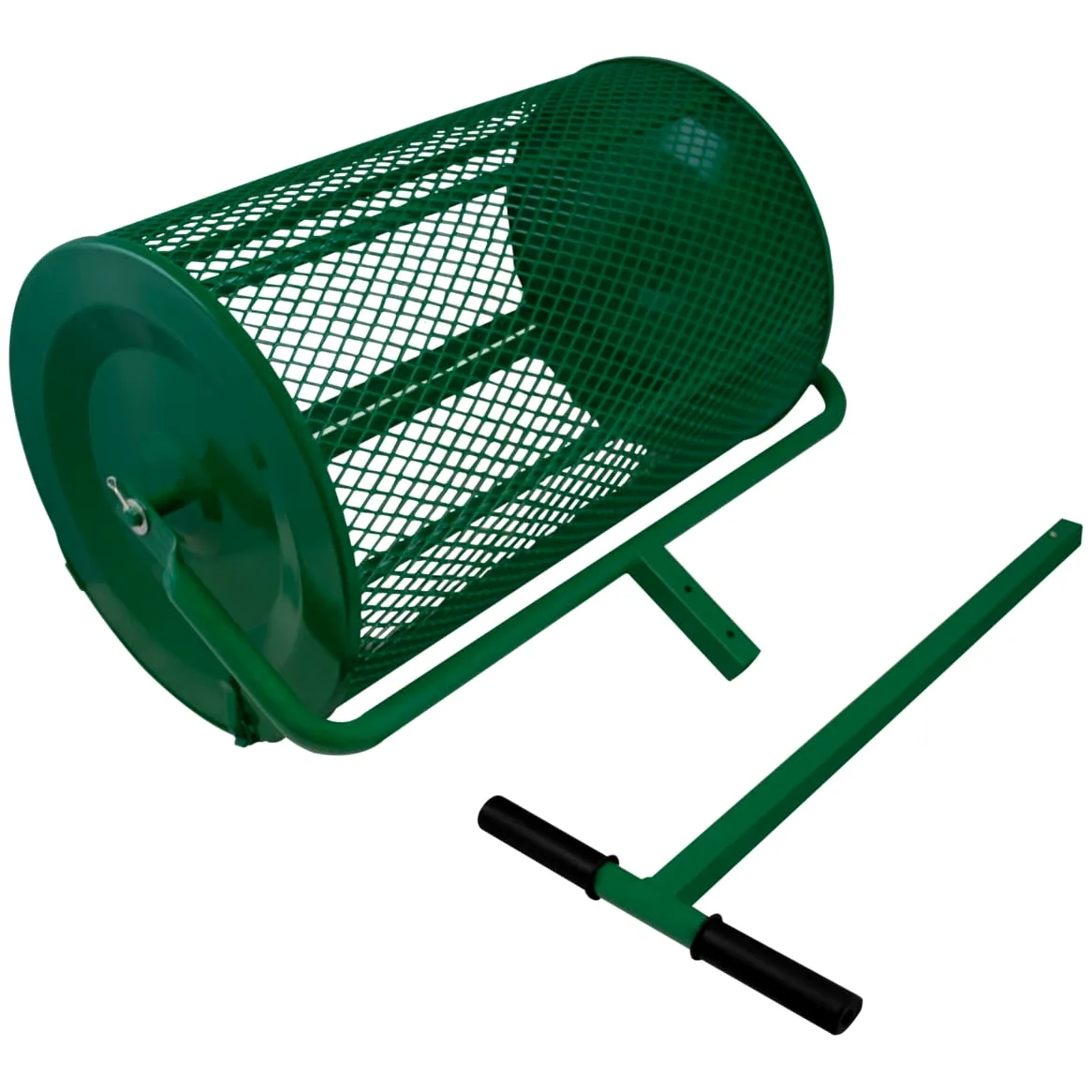 T-Mech Rouleau épandeur à Compost 80 L - Vert - Léger & Facile à Transporter - Manche Extensible 62-67cm [Paire de Gants Gratuite] Jardinage, Horticulture