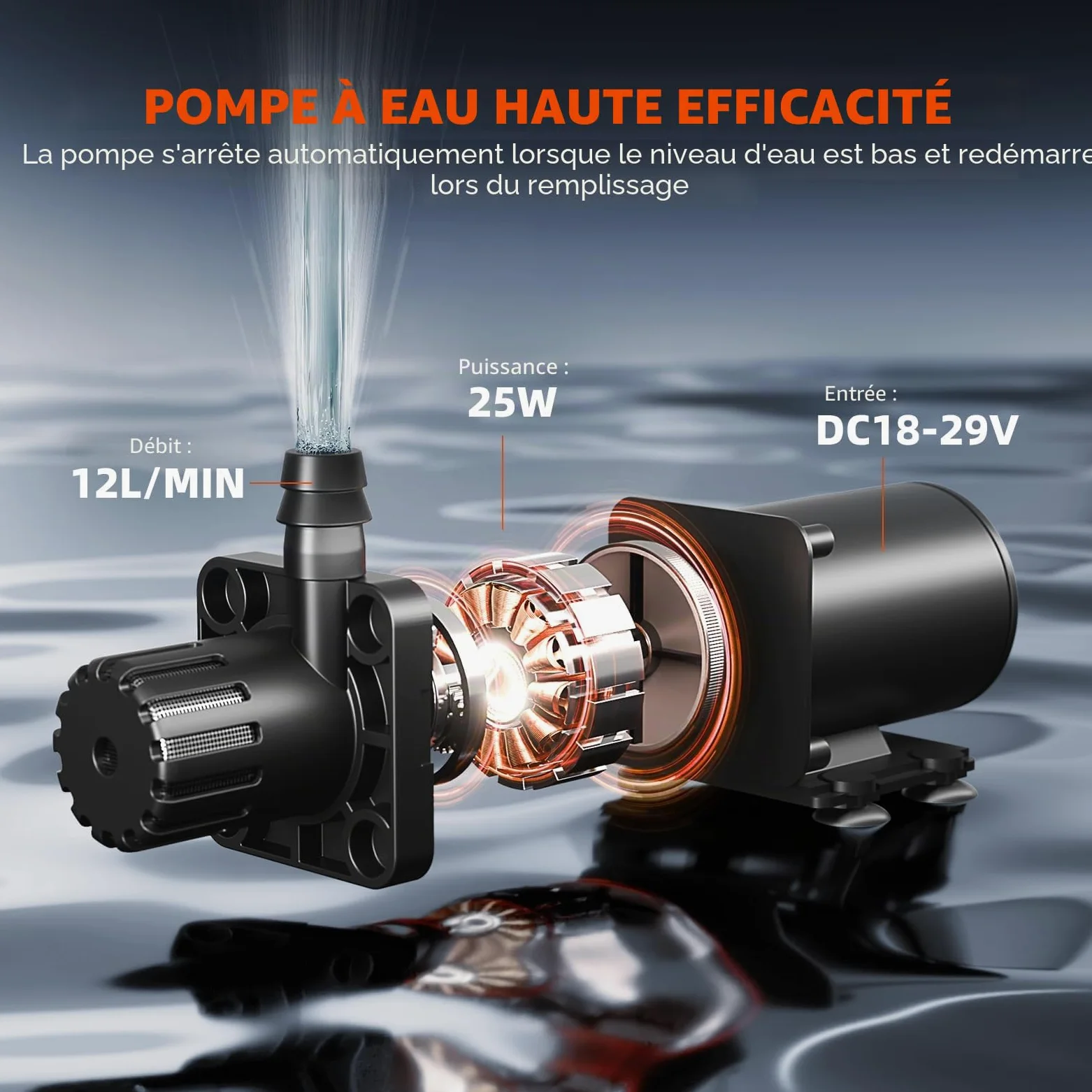 Kit de système d'irrigation automatique Spider Farmer avec pompe à eau 25 W, seau 13 gallons, capteur de faible niveau d'eau, système d'arrosage intérieur complet