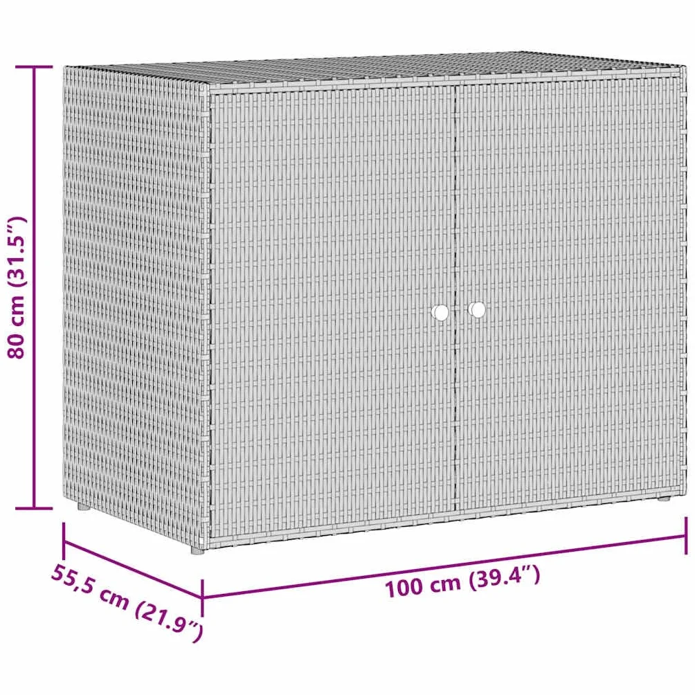 Armoire de rangement jardin Résine tressée Gris 100x55,5x80 cm