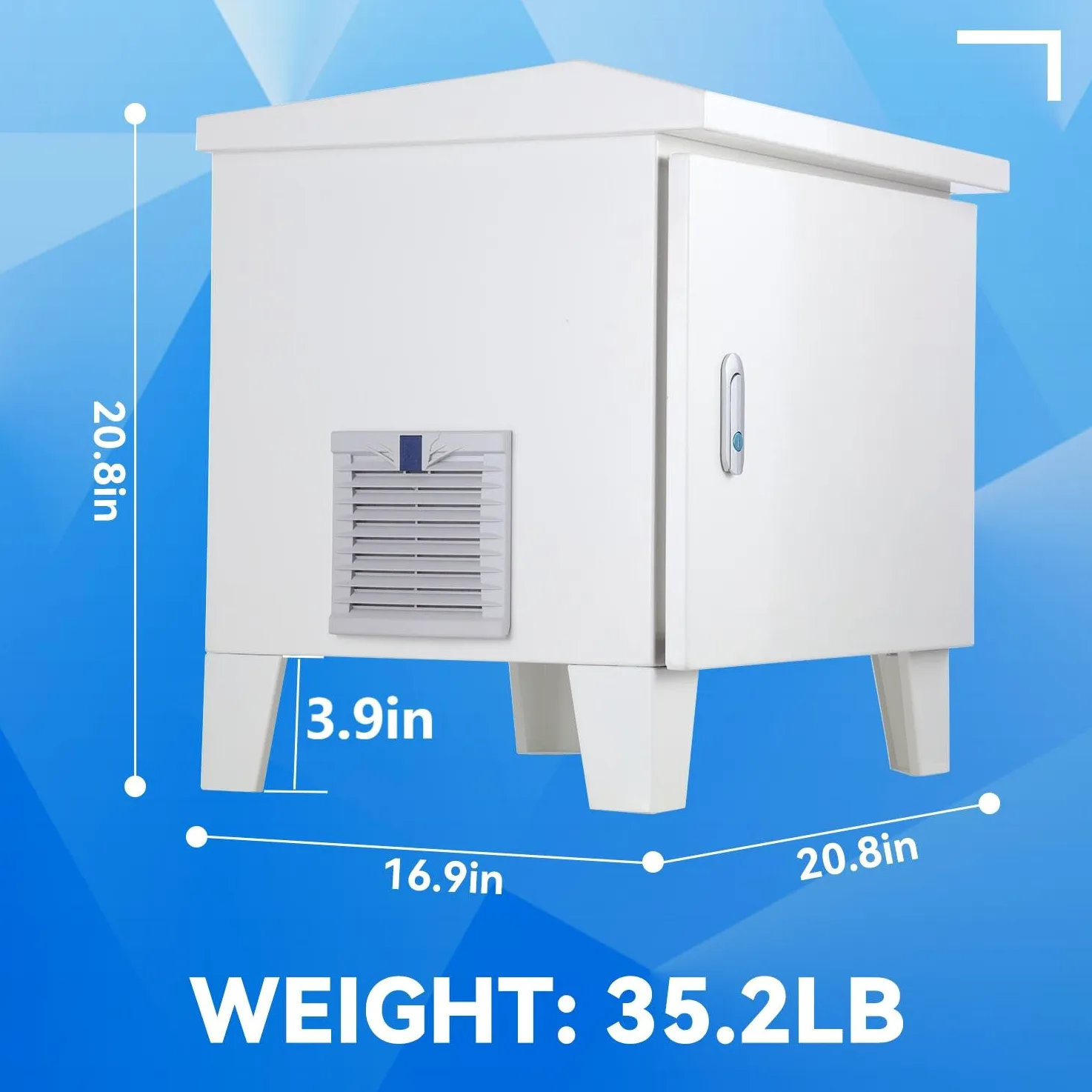 Aérateur de bassin résistant aux intempéries, 53 x 42 x 52 cm avec ventilateur de refroidissement, sortie pré-câblée