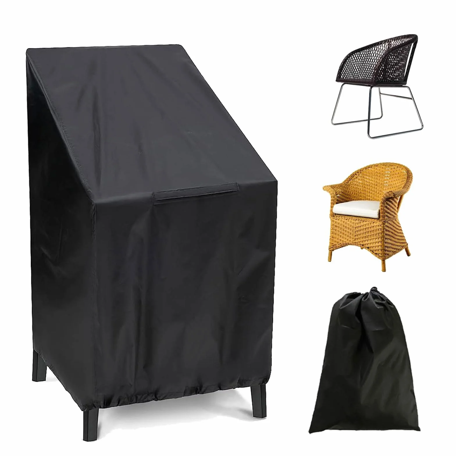 Housse de Chaise de Jardin 210D Tissu Oxford 65x65x120 cm Noir