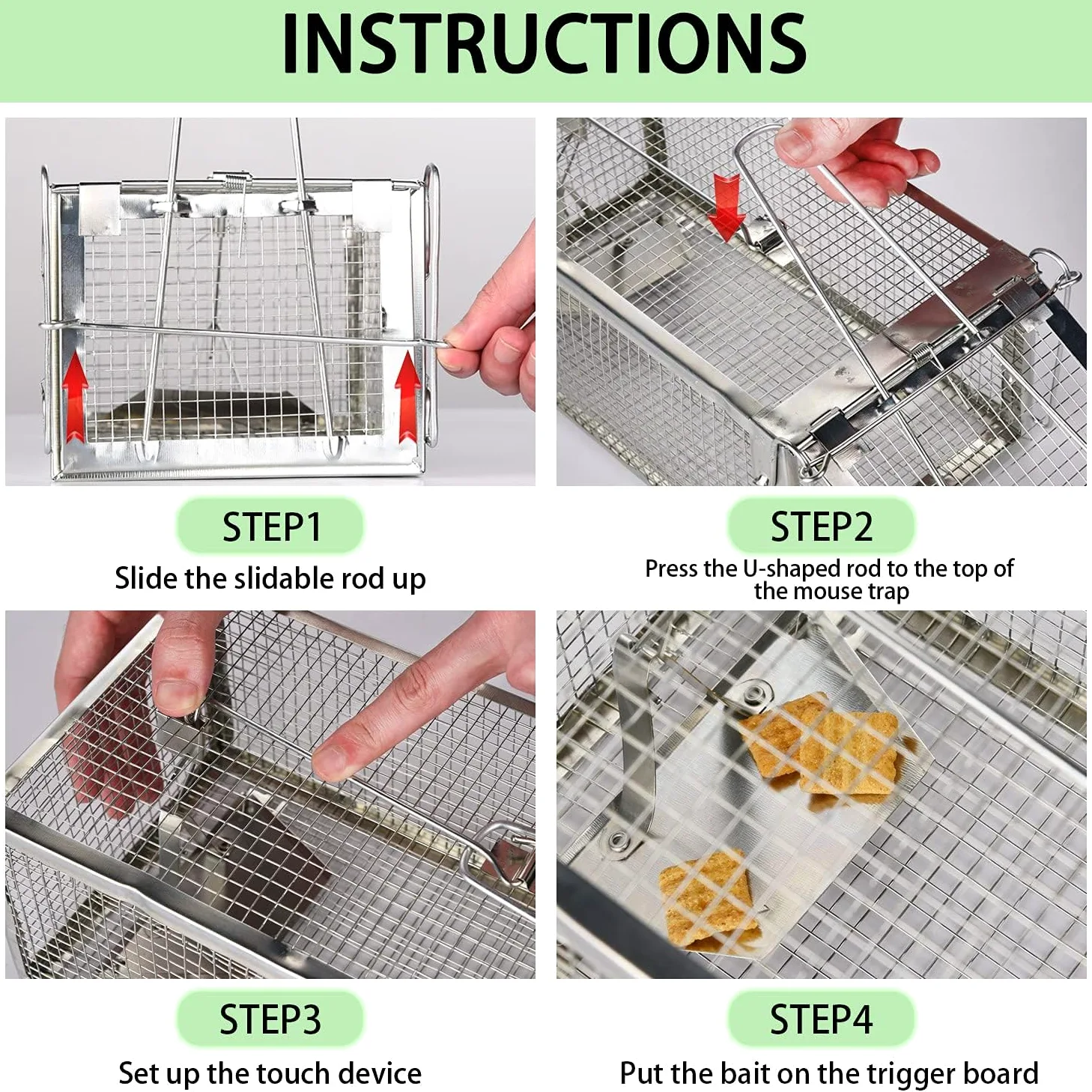 FORMIZON Piège de Capture, 2Pcs Cage Réutilisable Piège à Rats pour Attraper Les Souris et Autres Rongeurs de Taille Similaire
