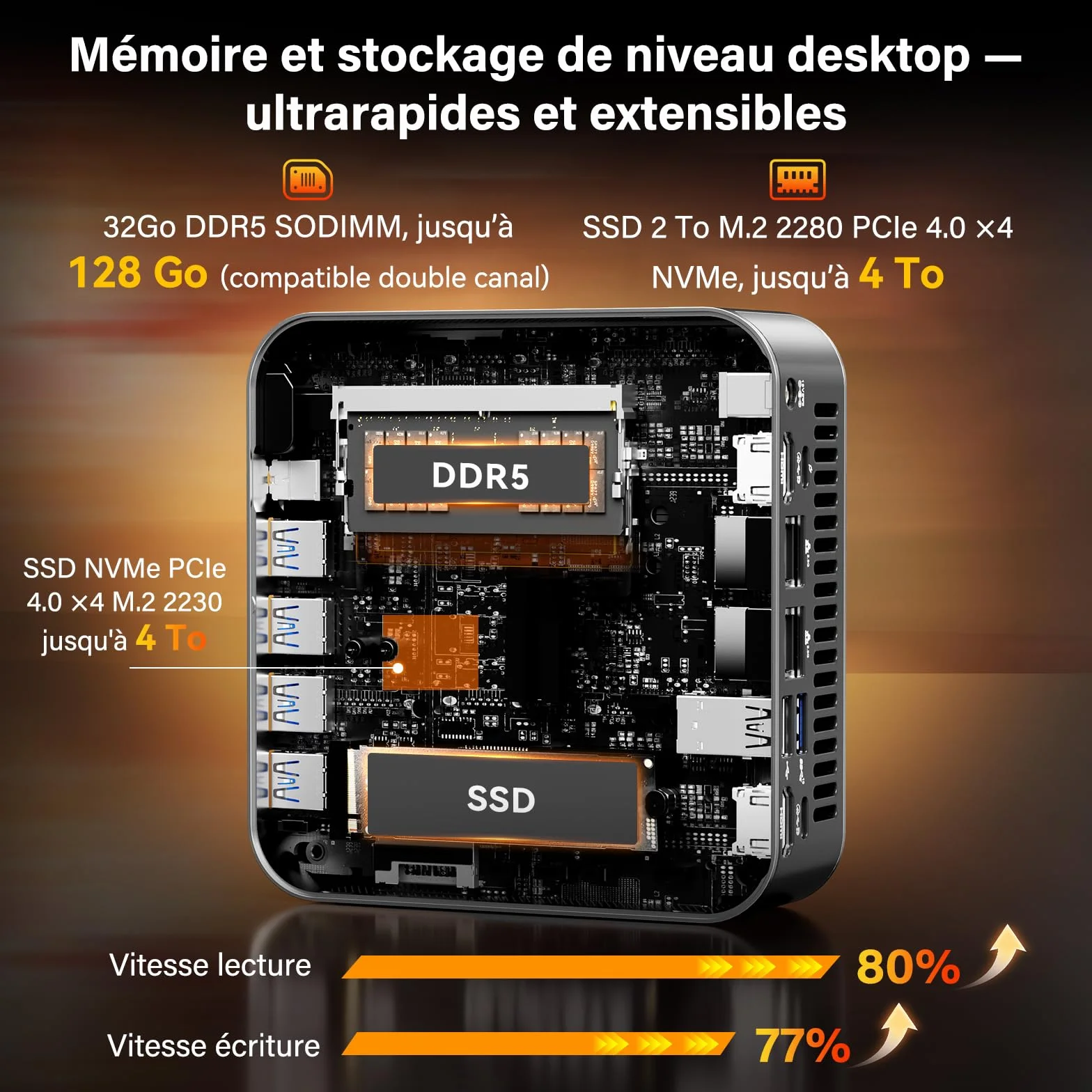 GEEKOM AI Mini PC A9 Max AMD Ryzen AI 9 HX 370 32 Go DDR5 SSD 2 To Dual LAN 2,5 G Windows 11 Pro
